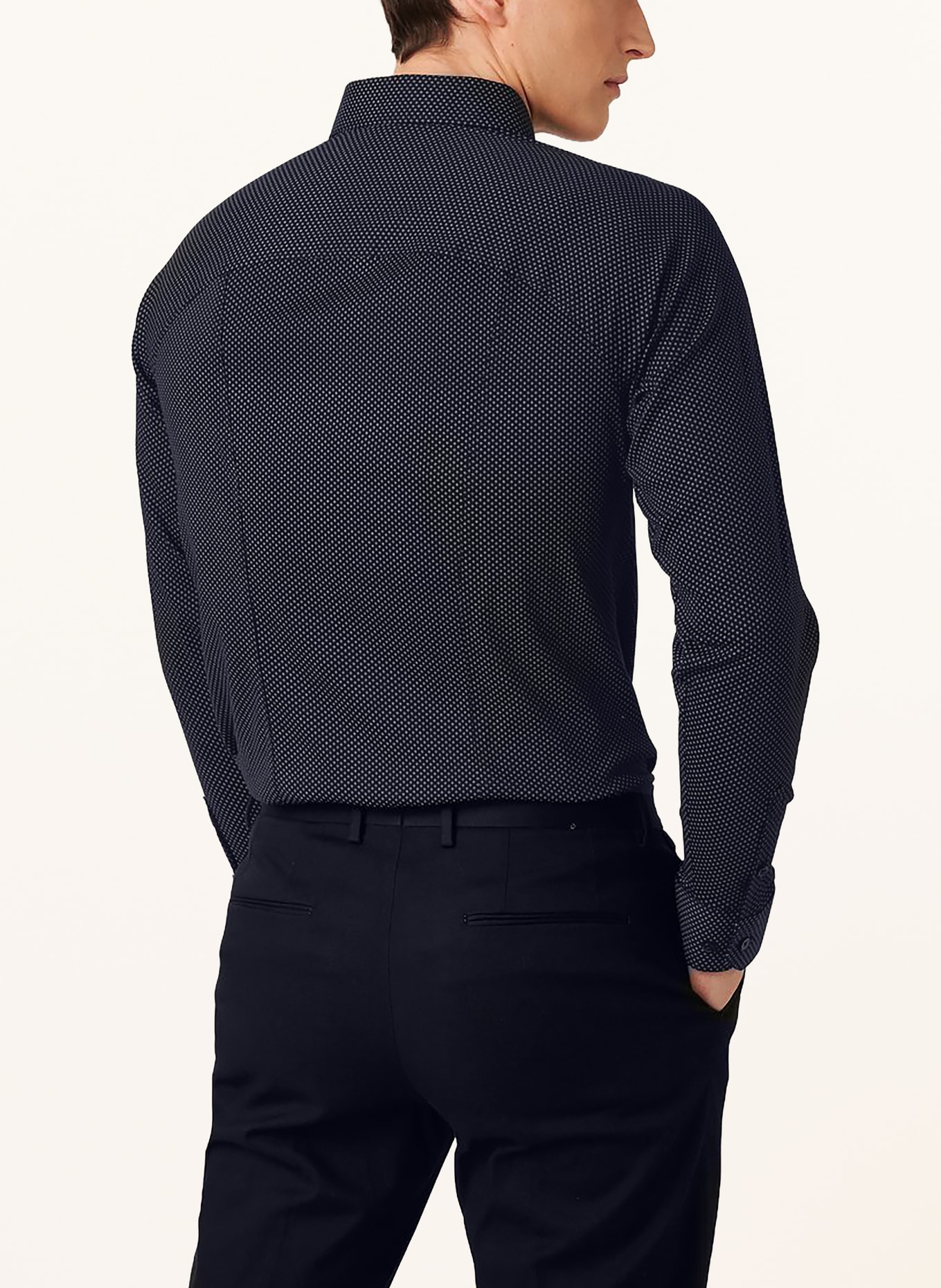 DESOTO Jerseyoverhemd, slim fit: DONKERBLAUW / LICHTBLAUW