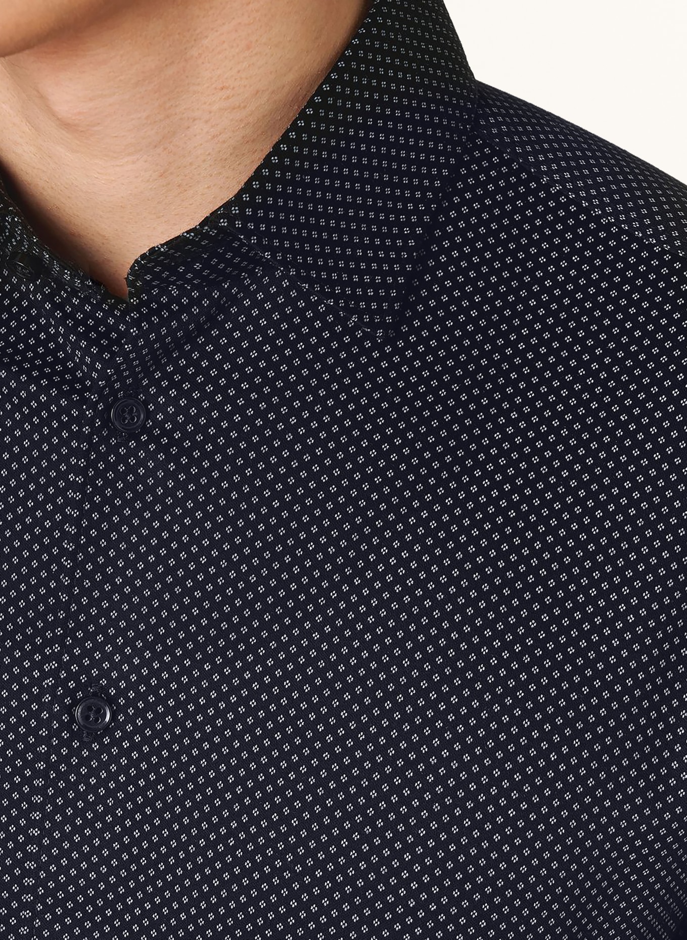 DESOTO Jerseyoverhemd, slim fit: DONKERBLAUW / LICHTBLAUW