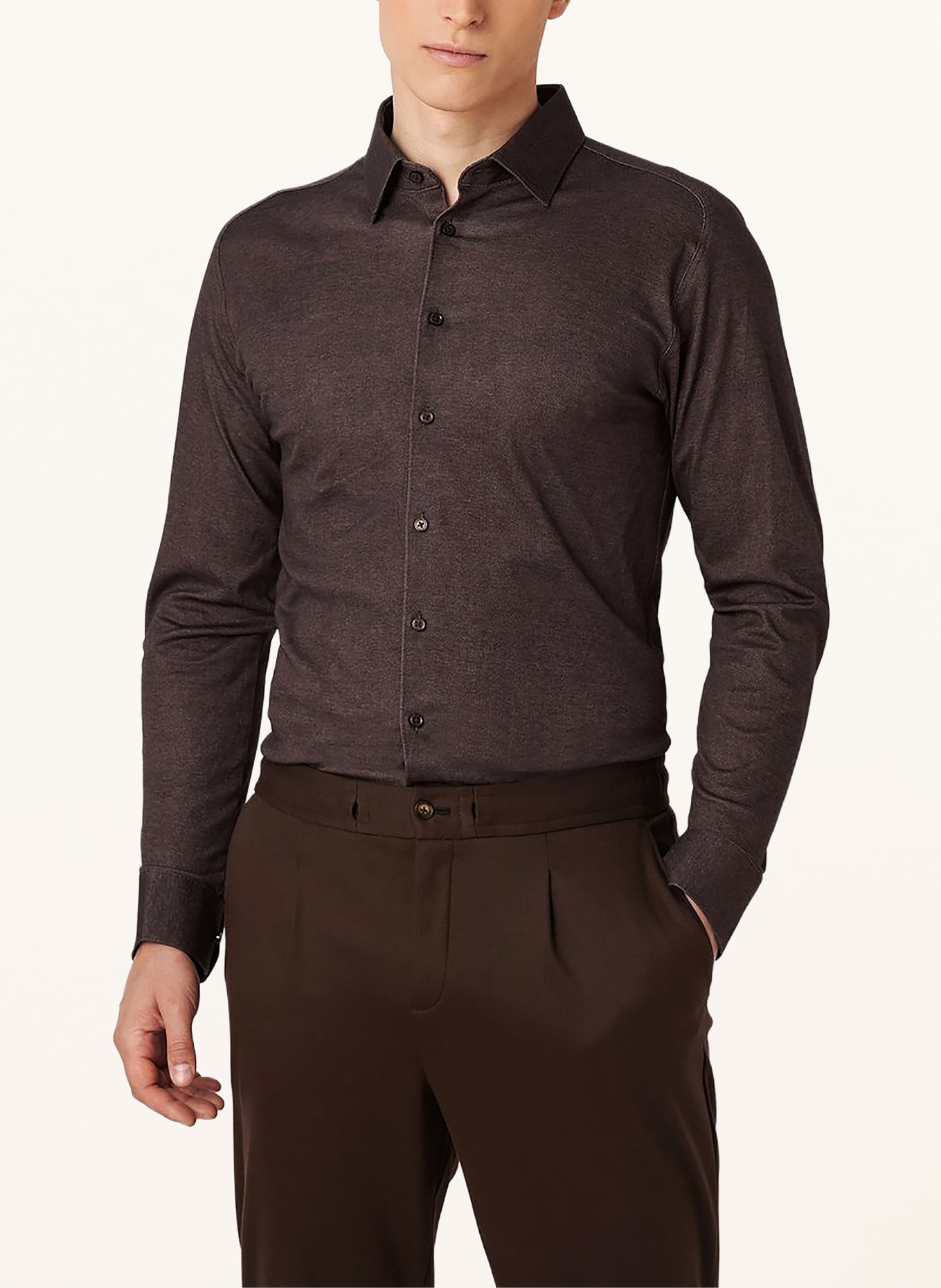 DESOTO Overhemd, slim fit: MARRON FONCÉ