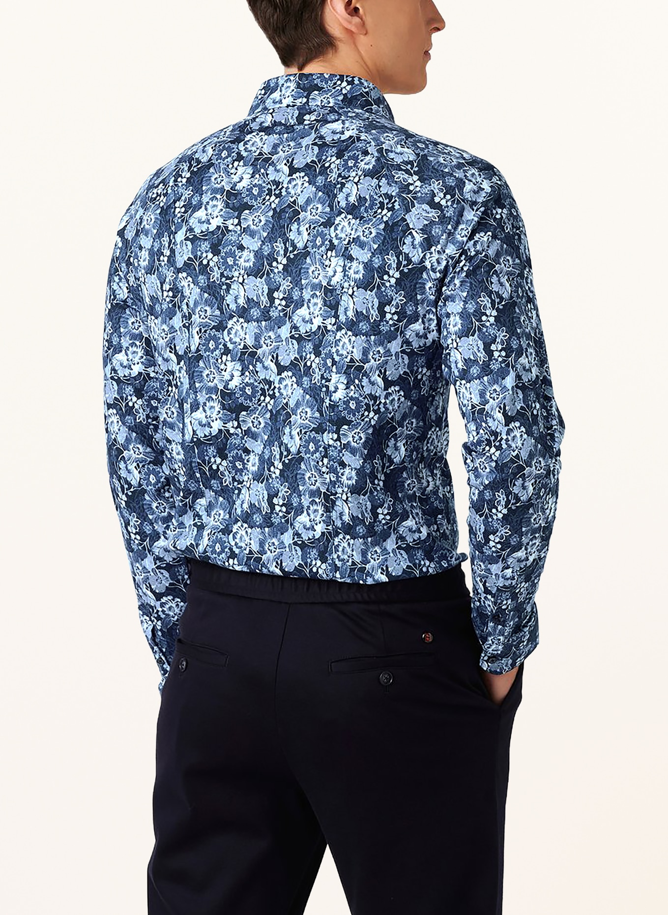 DESOTO Jerseyoverhemd, slim fit: DONKERBLAUW / LICHTBLAUW / WIT