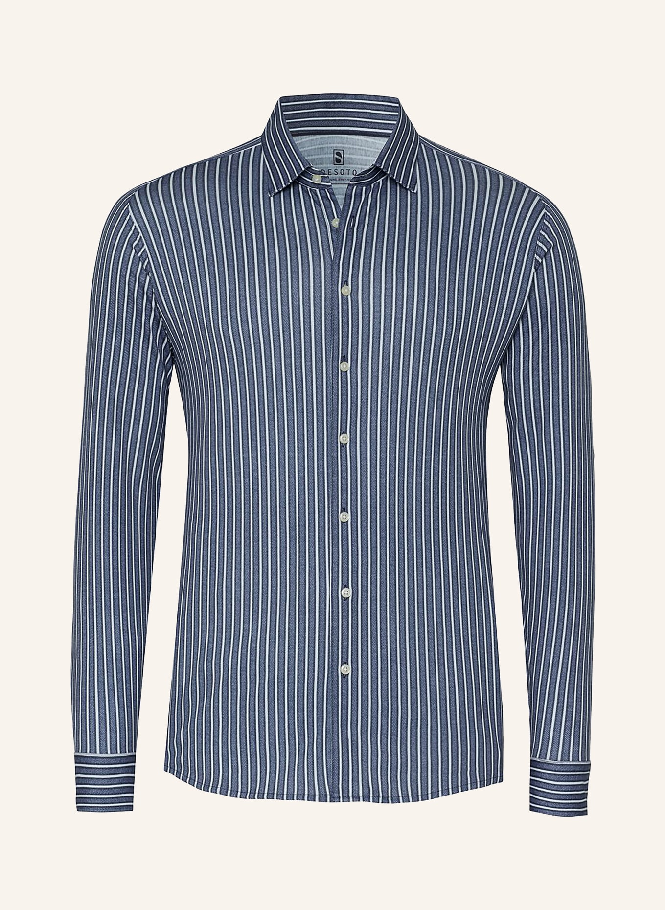 DESOTO Jerseyoverhemd, slim fit: BLAUW / LICHTBLAUW / WIT