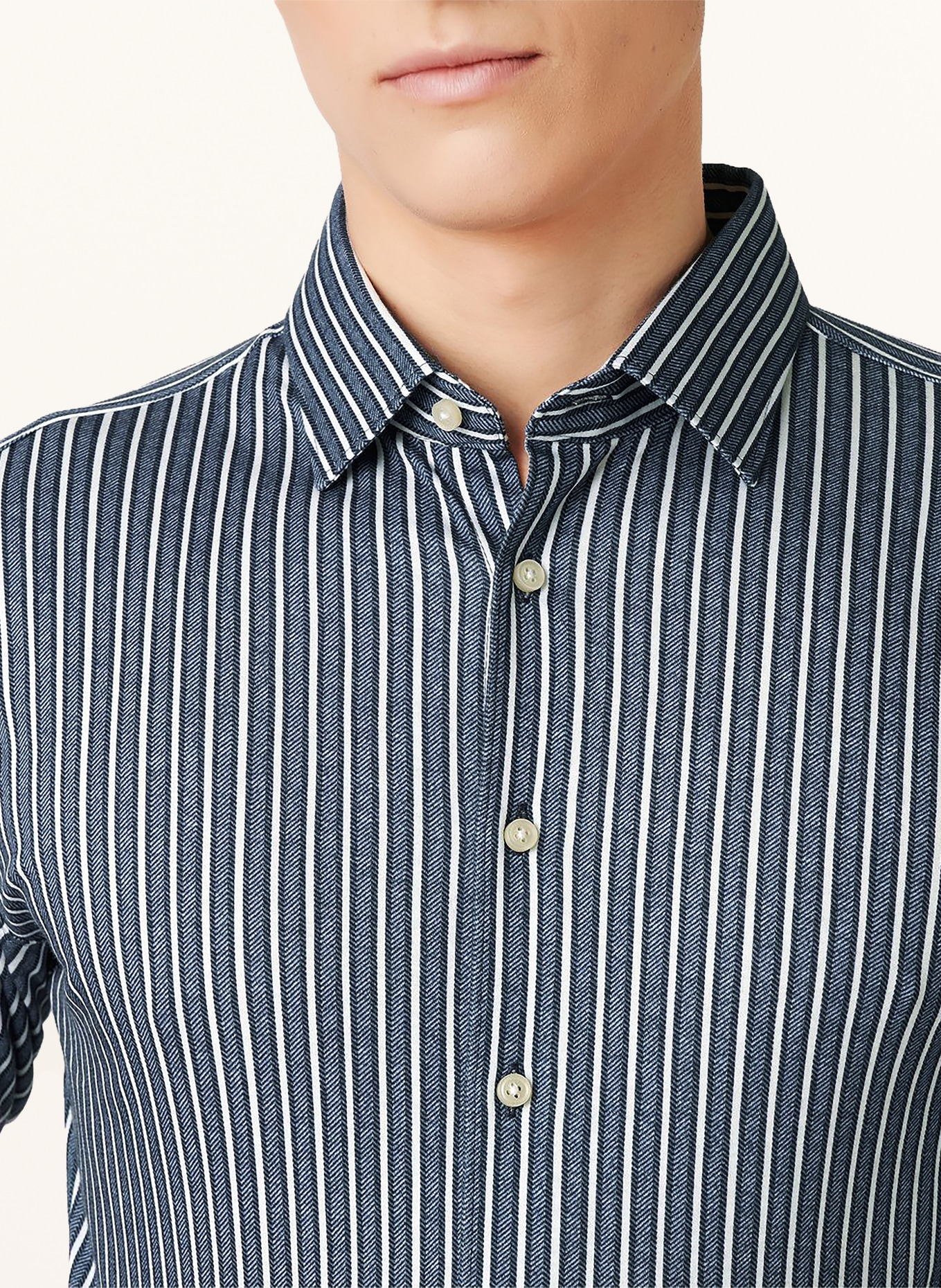 DESOTO Jerseyoverhemd, slim fit: BLAUW / LICHTBLAUW / WIT