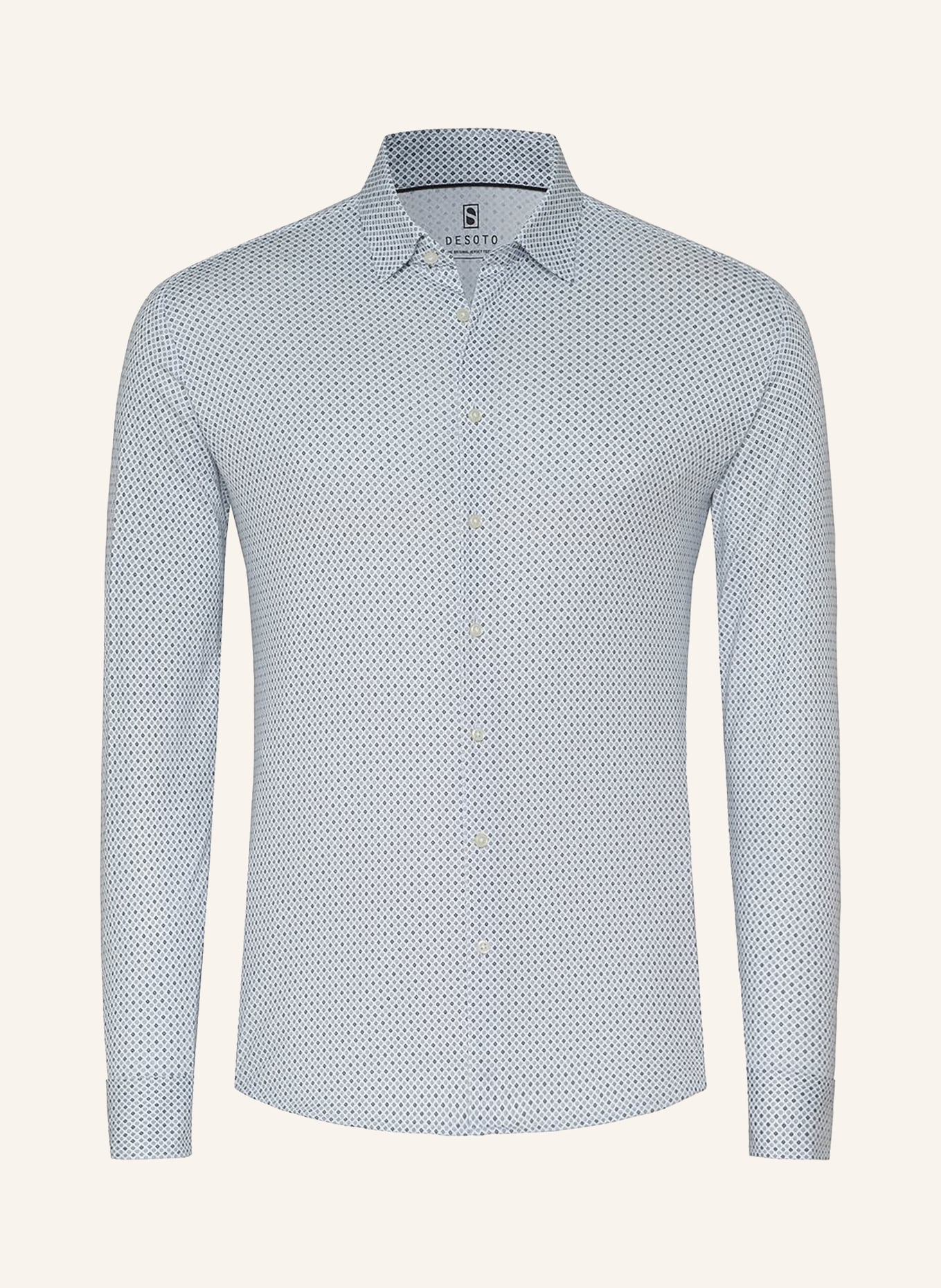 DESOTO Jerseyoverhemd, slim fit: WIT / DONKERGRIJS / GRIJS