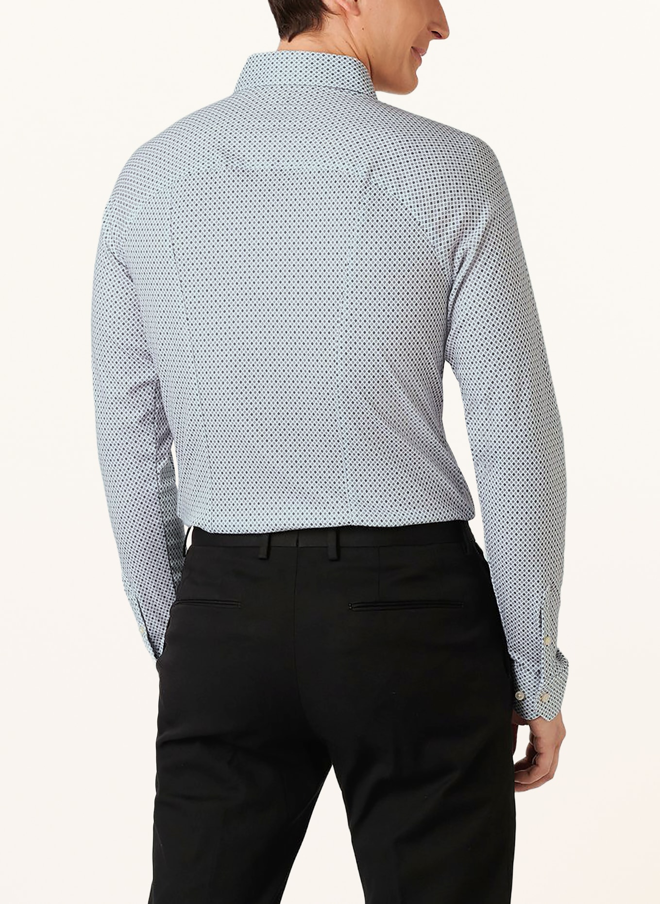 DESOTO Jerseyoverhemd, slim fit: WIT / DONKERGRIJS / GRIJS