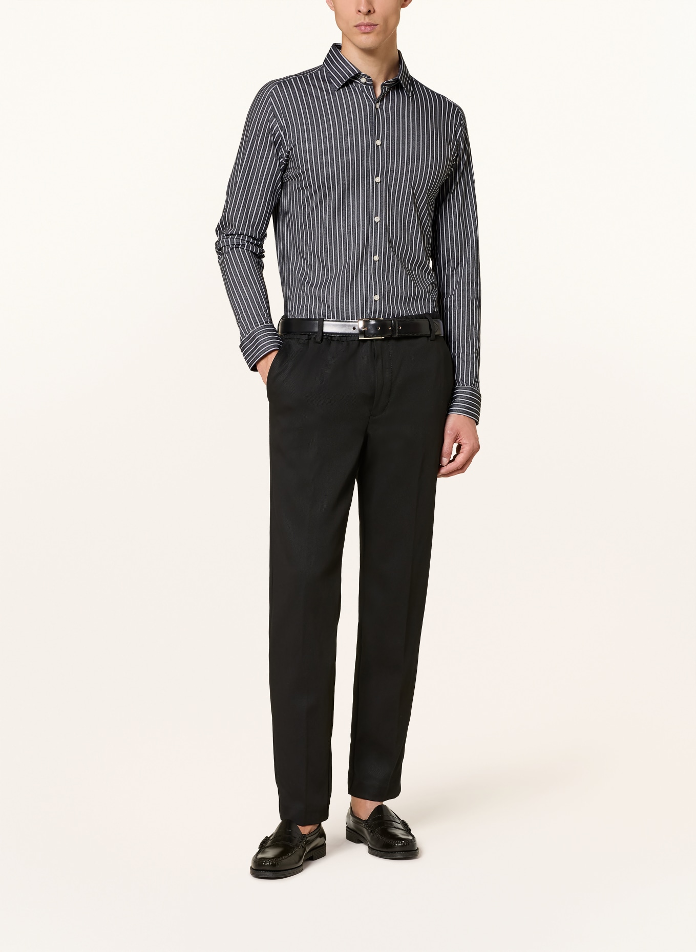 DESOTO Slim-Fit Jersey Shirt: DARK GRAY / WHITE