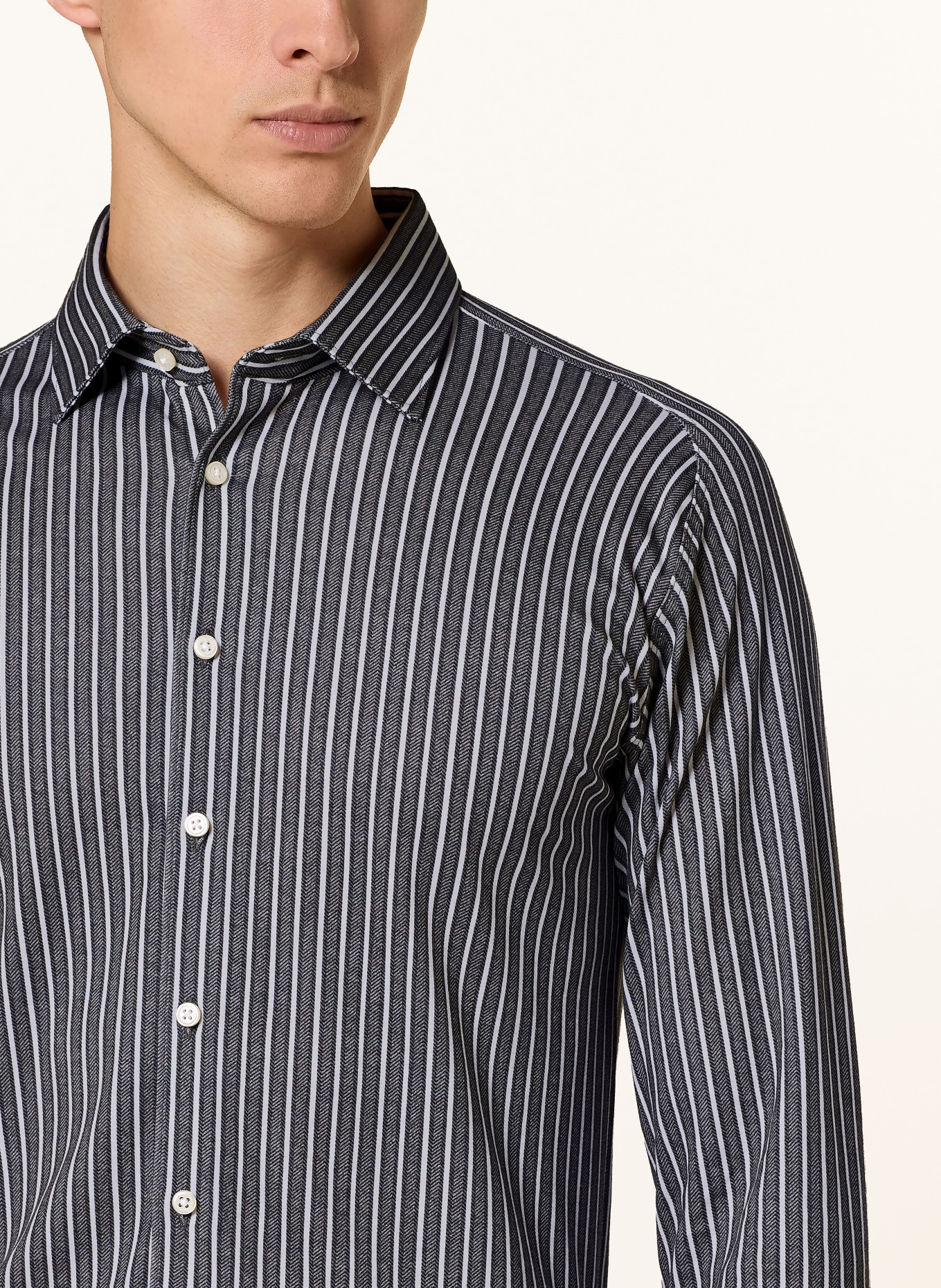 DESOTO Slim-Fit Jersey Shirt: DARK GRAY / WHITE