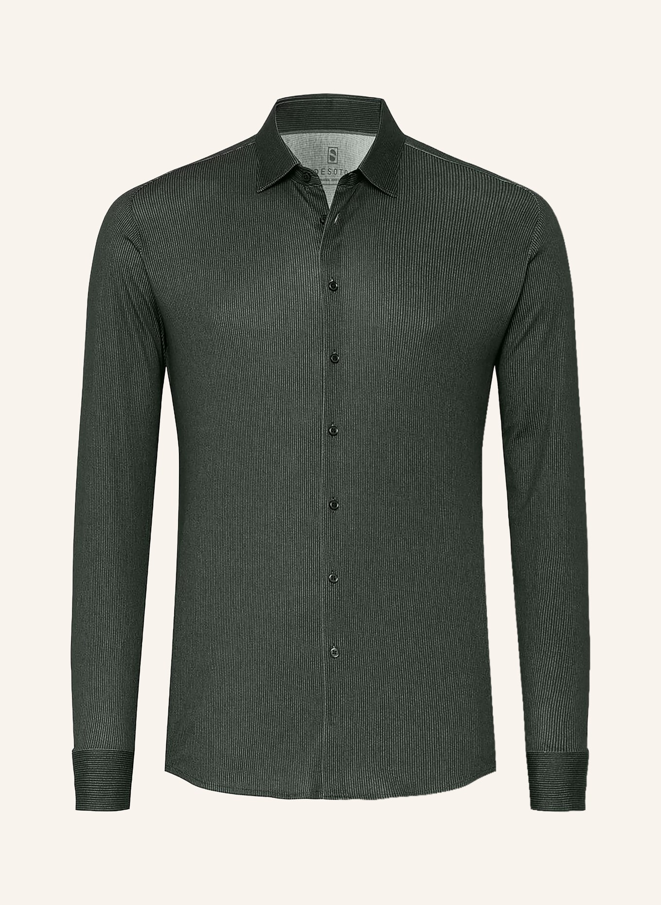 DESOTO Jerseyoverhemd, slim fit: DONKERGROEN