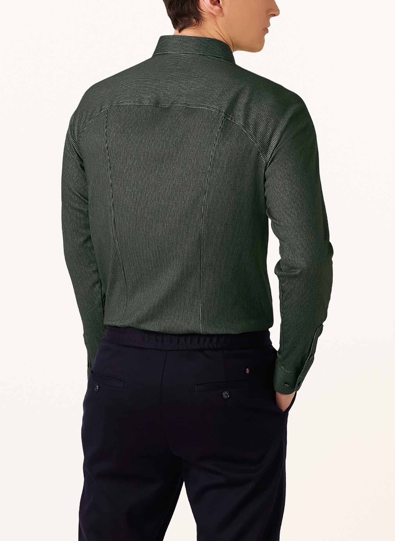 DESOTO Jerseyoverhemd, slim fit: DONKERGROEN