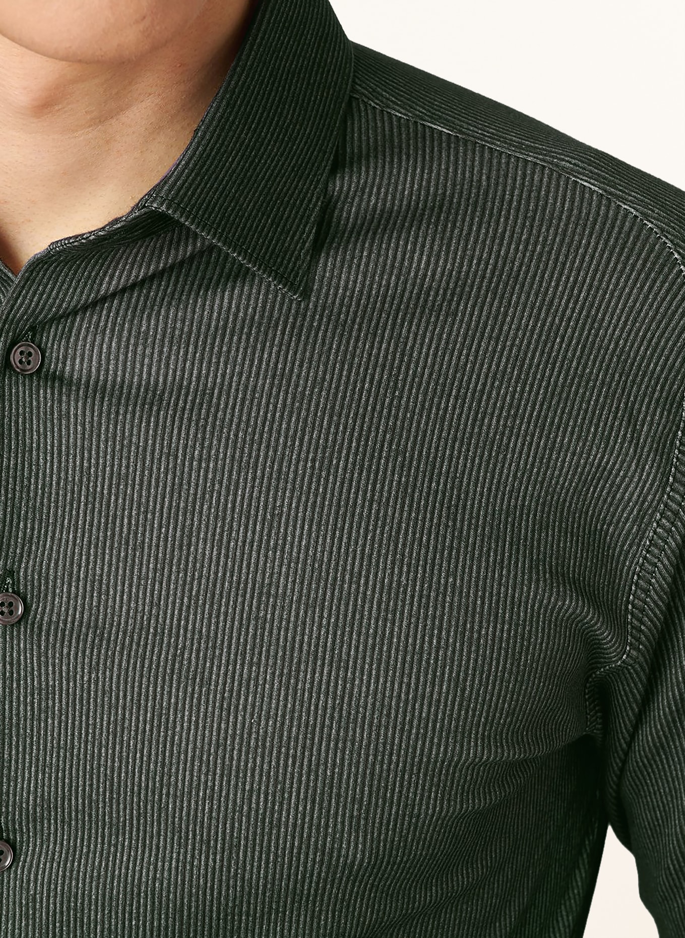 DESOTO Jerseyoverhemd, slim fit: DONKERGROEN