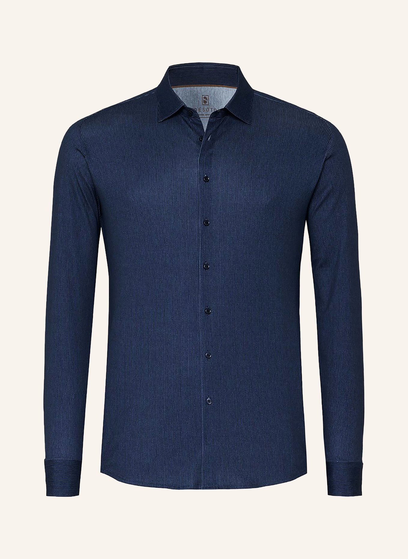 DESOTO Jerseyoverhemd, slim fit: DONKERBLAUW / LICHTBLAUW