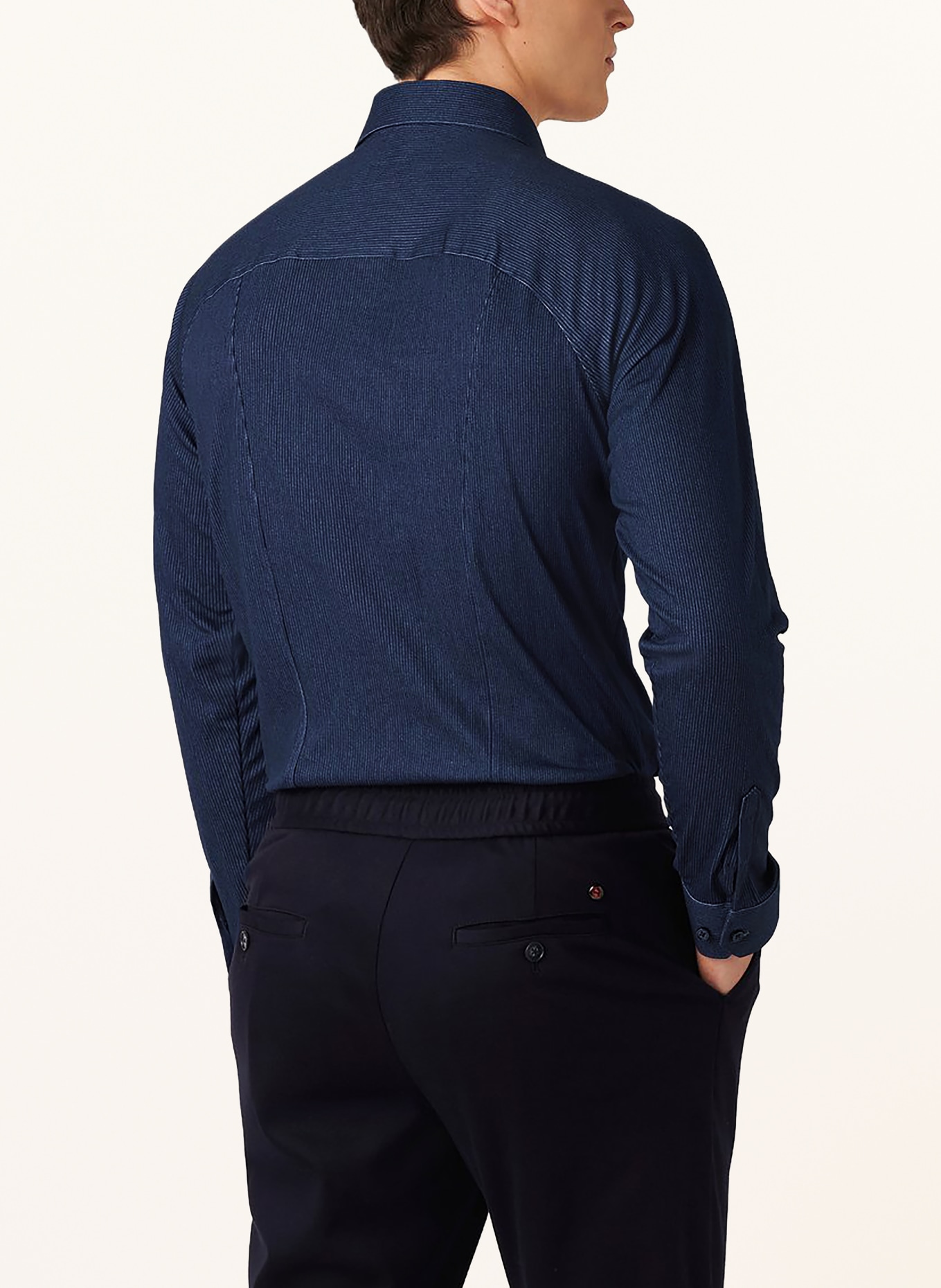 DESOTO Jerseyoverhemd, slim fit: DONKERBLAUW / LICHTBLAUW