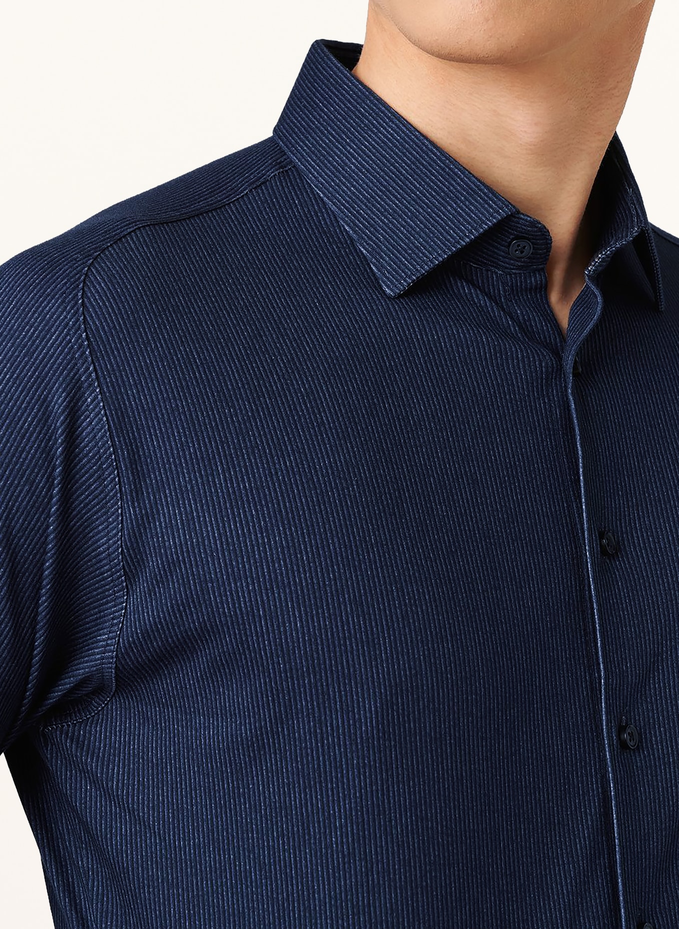 DESOTO Jerseyoverhemd, slim fit: DONKERBLAUW / LICHTBLAUW