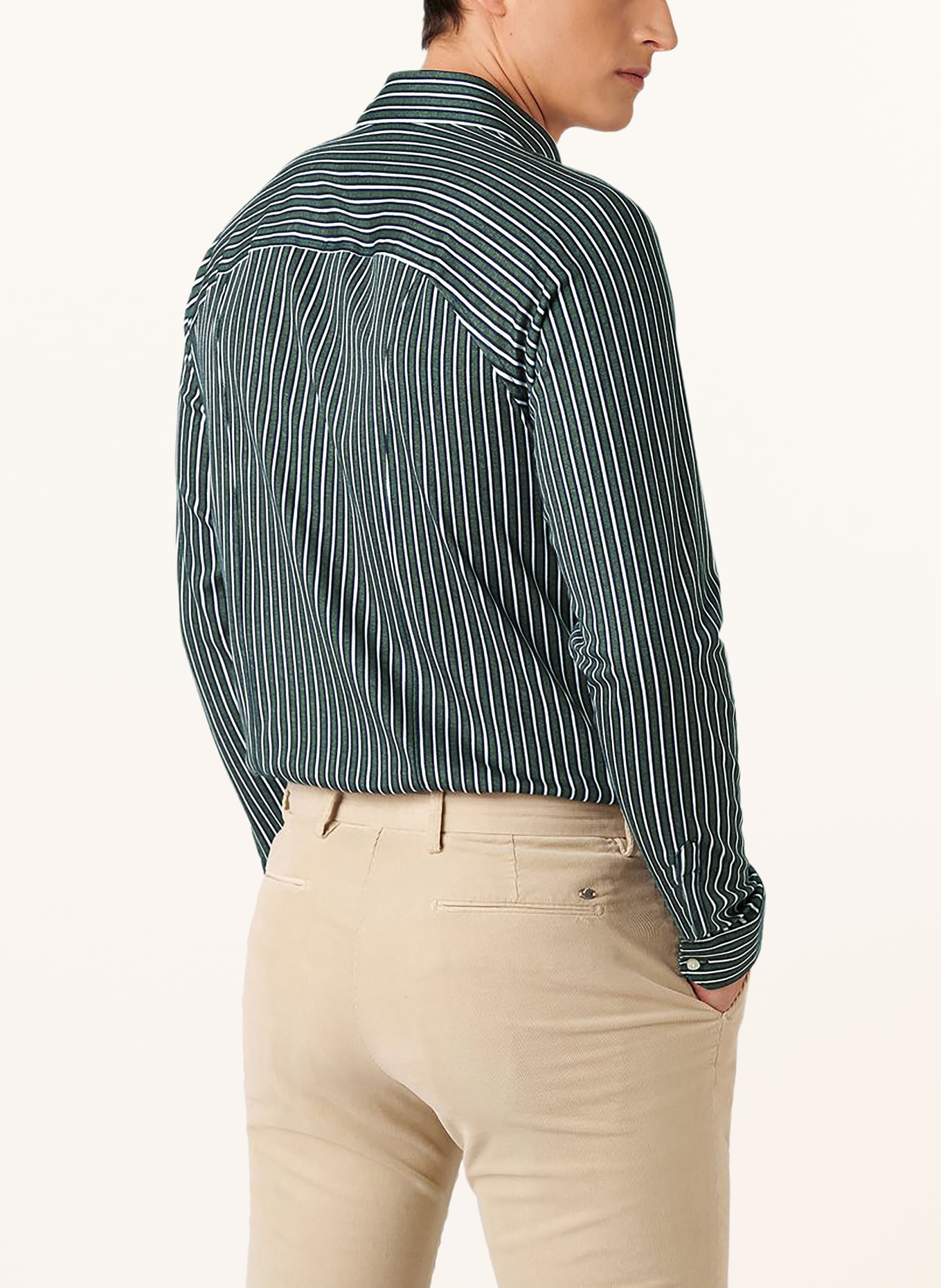 DESOTO Jerseyoverhemd, slim fit: OLIJF / DONKERBLAUW / WIT