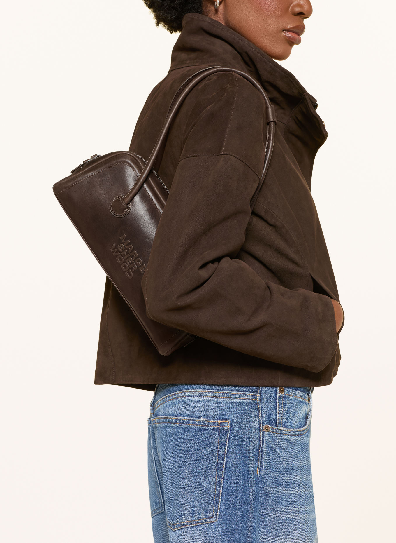 MARGE SHERWOOD Schoudertas SOFT BOSTON EW: MARRON FONCÉ
