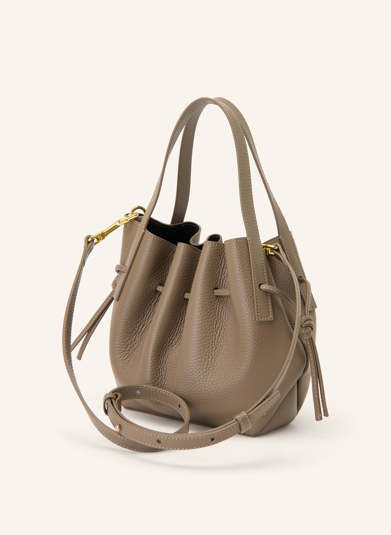 YUZEFI Sac seau SCALLOP MINI: TAUPE / OR