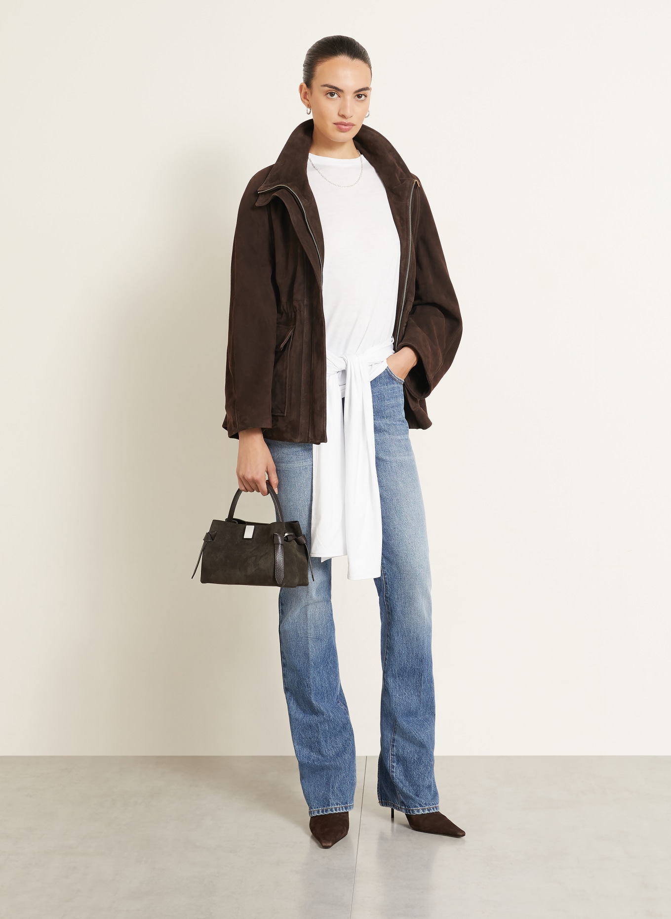 YUZEFI GYOZA MINI Shoulder Bag: DARK BROWN / SILVER