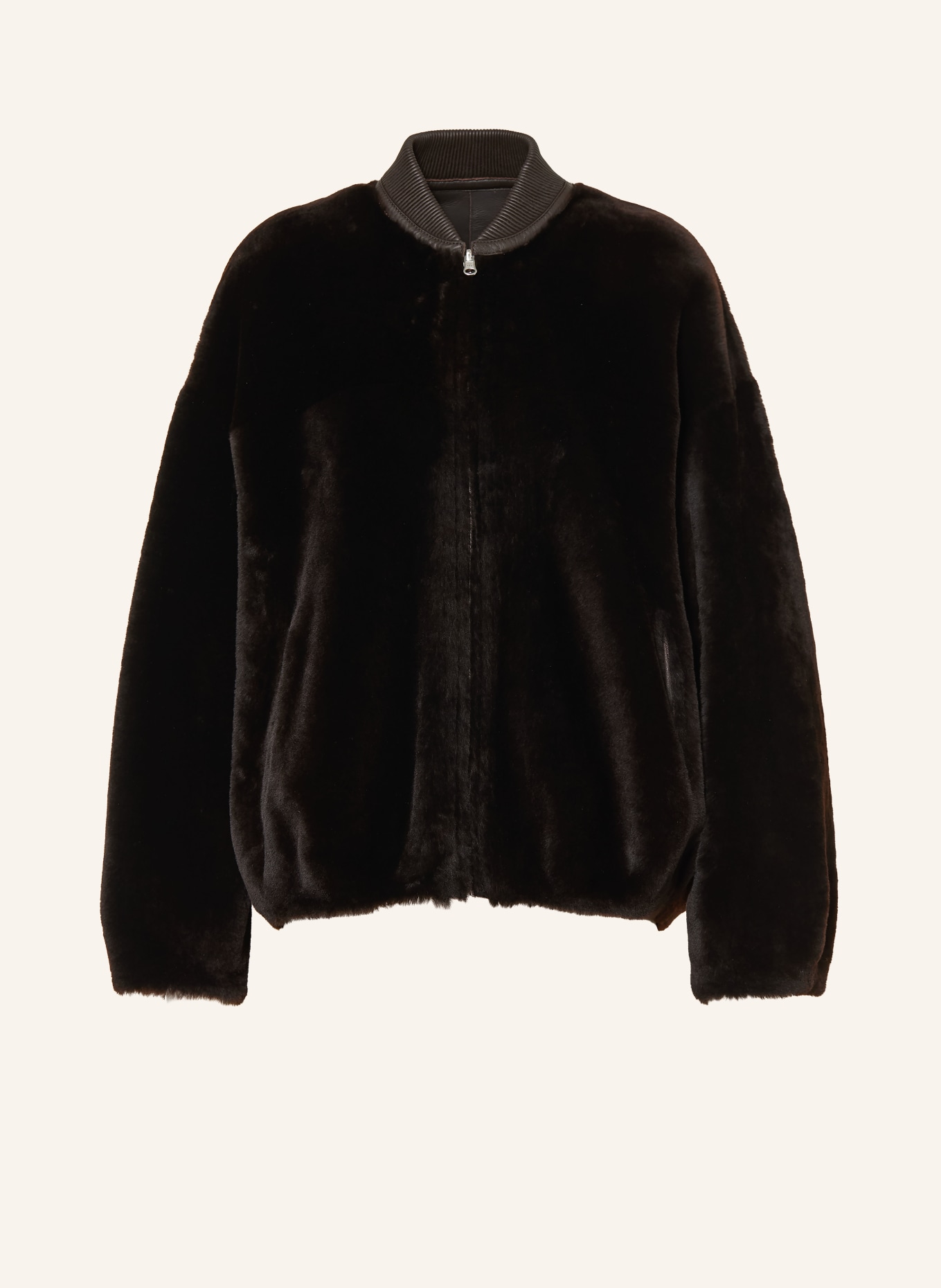 ARMA VIOLET Reversible Leather Jacket: DARK BROWN