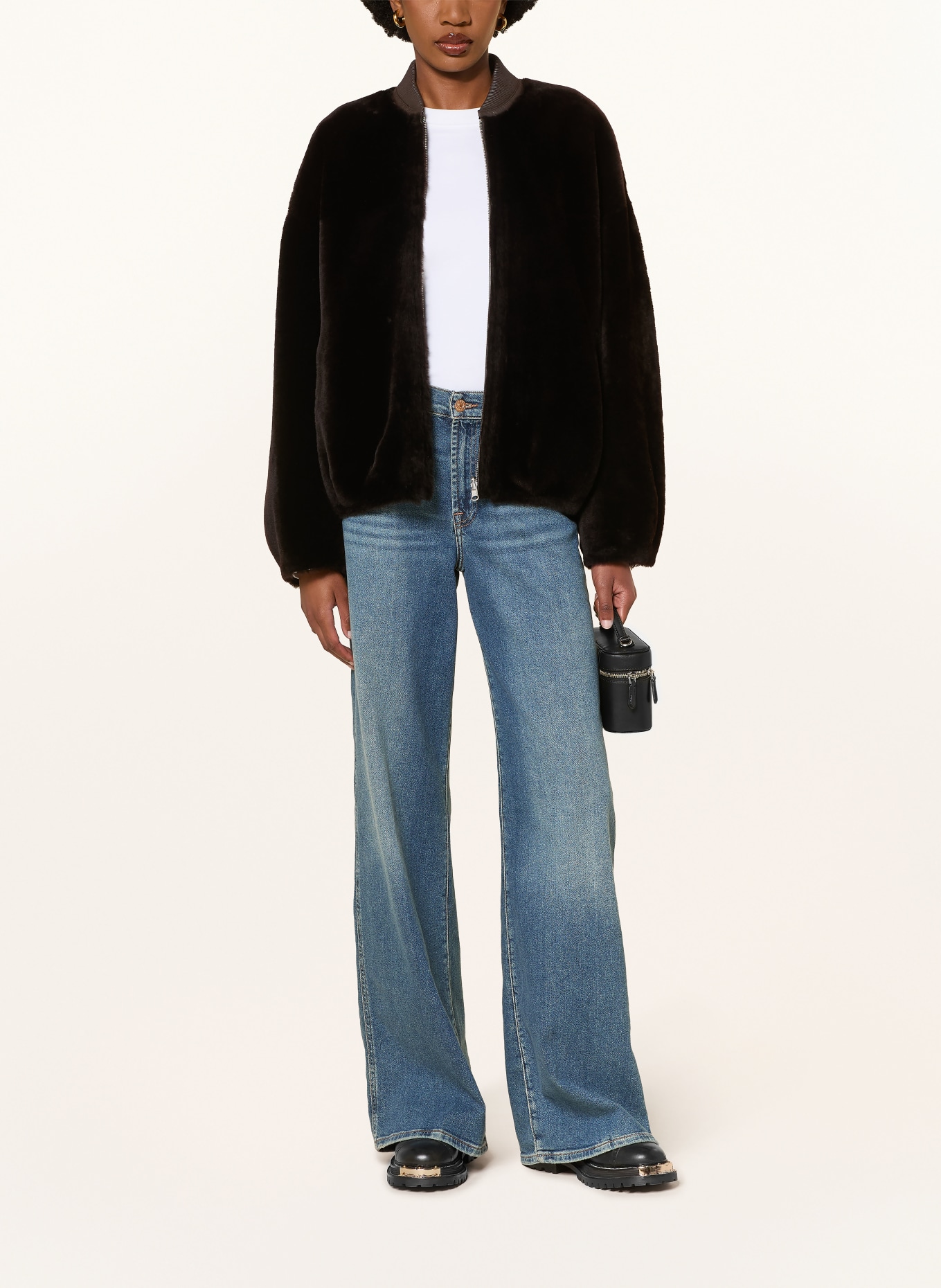 ARMA VIOLET Reversible Leather Jacket: DARK BROWN
