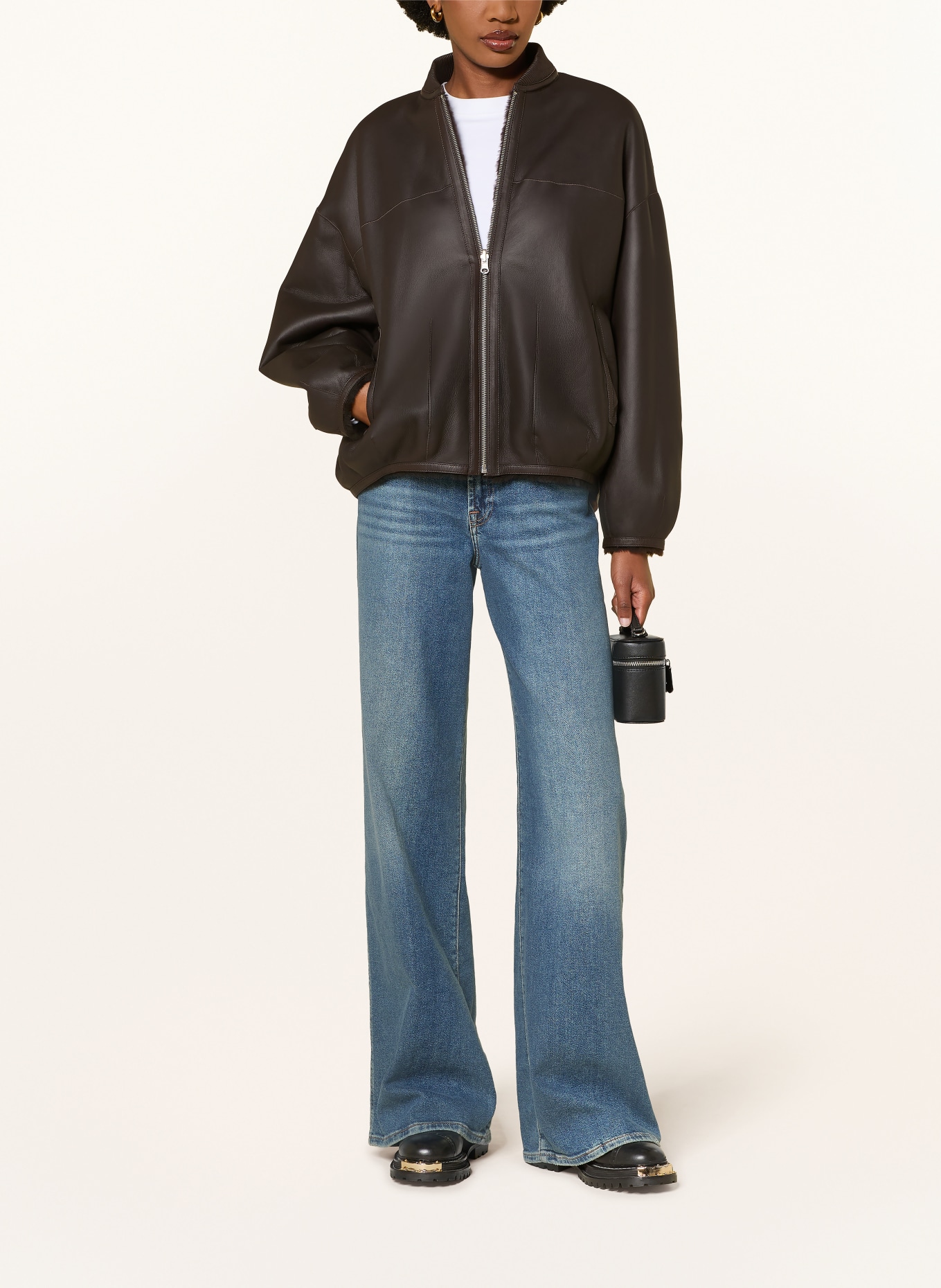 ARMA VIOLET Reversible Leather Jacket: DARK BROWN