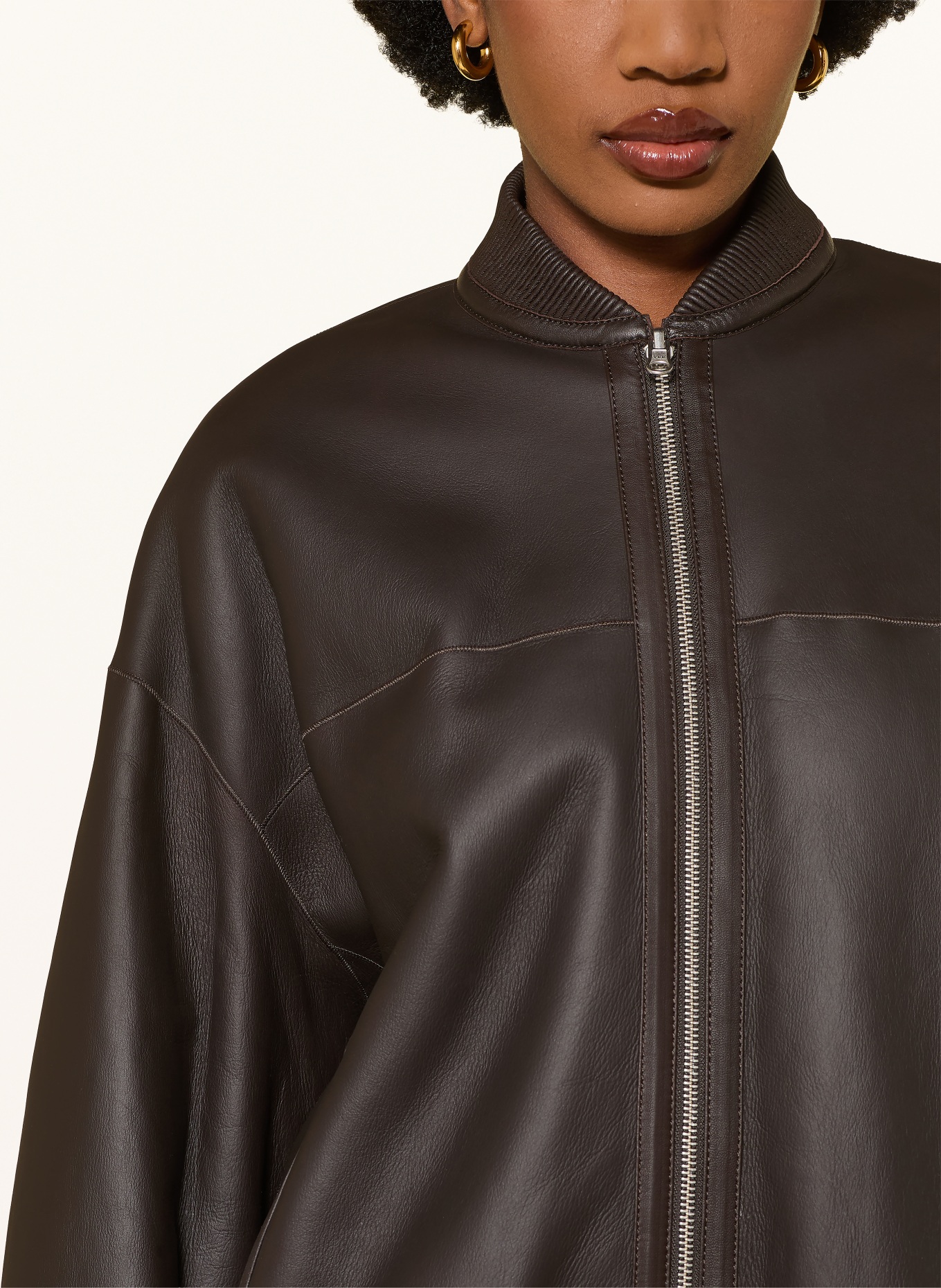 ARMA VIOLET Reversible Leather Jacket: DARK BROWN
