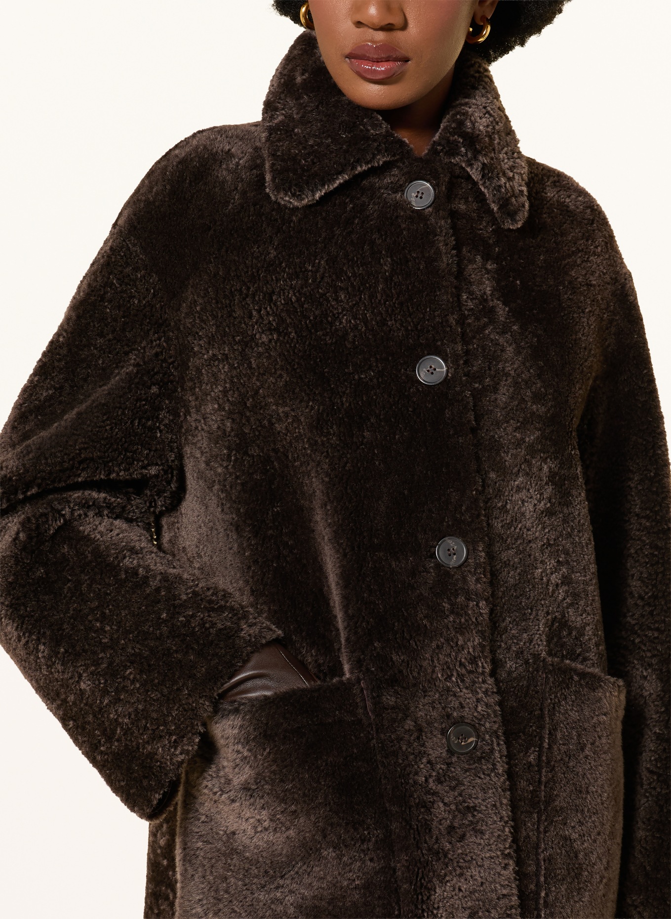ARMA ZOEY Reversible Leather Coat: DARK BROWN