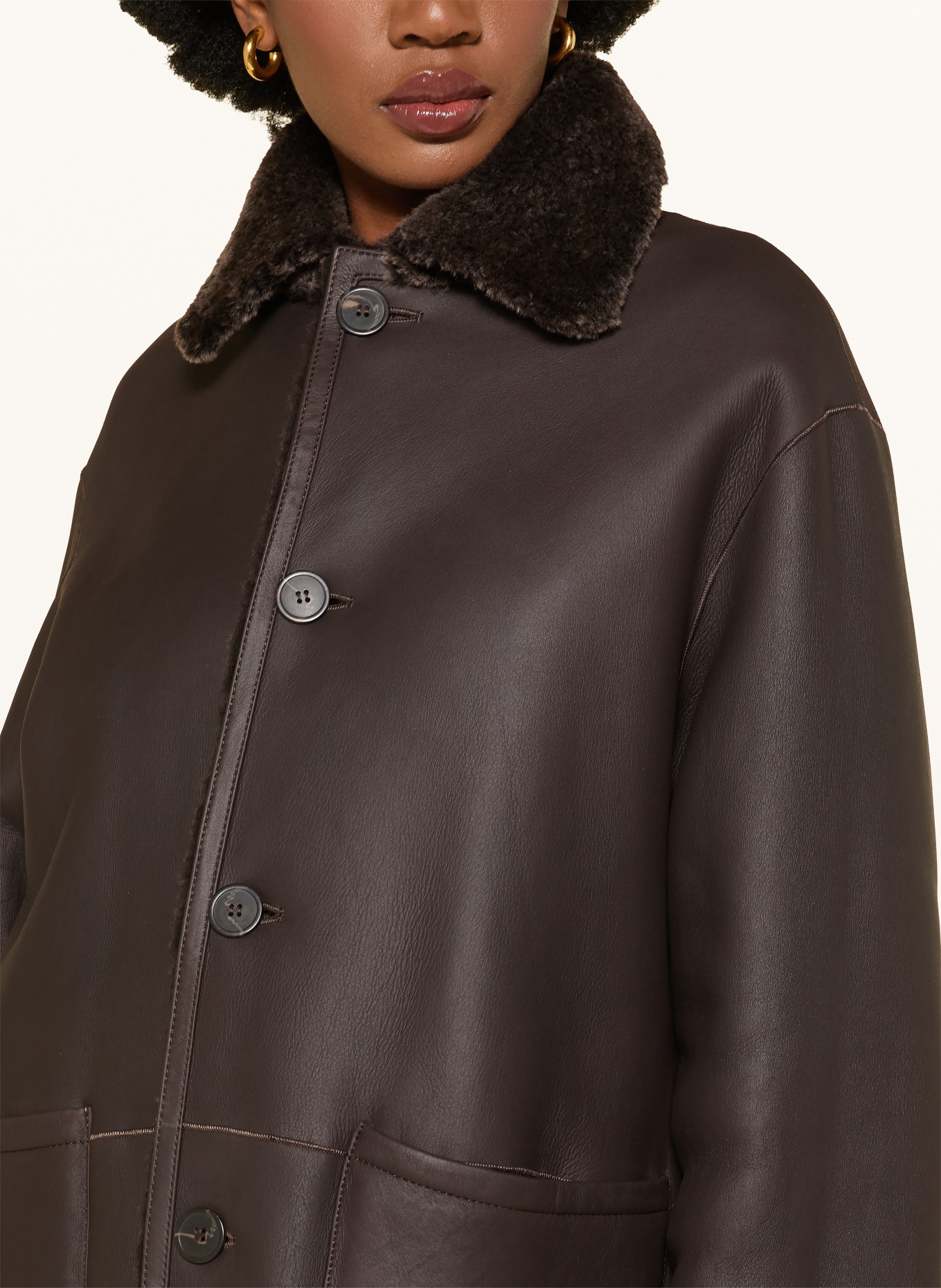 ARMA ZOEY Reversible Leather Coat: DARK BROWN