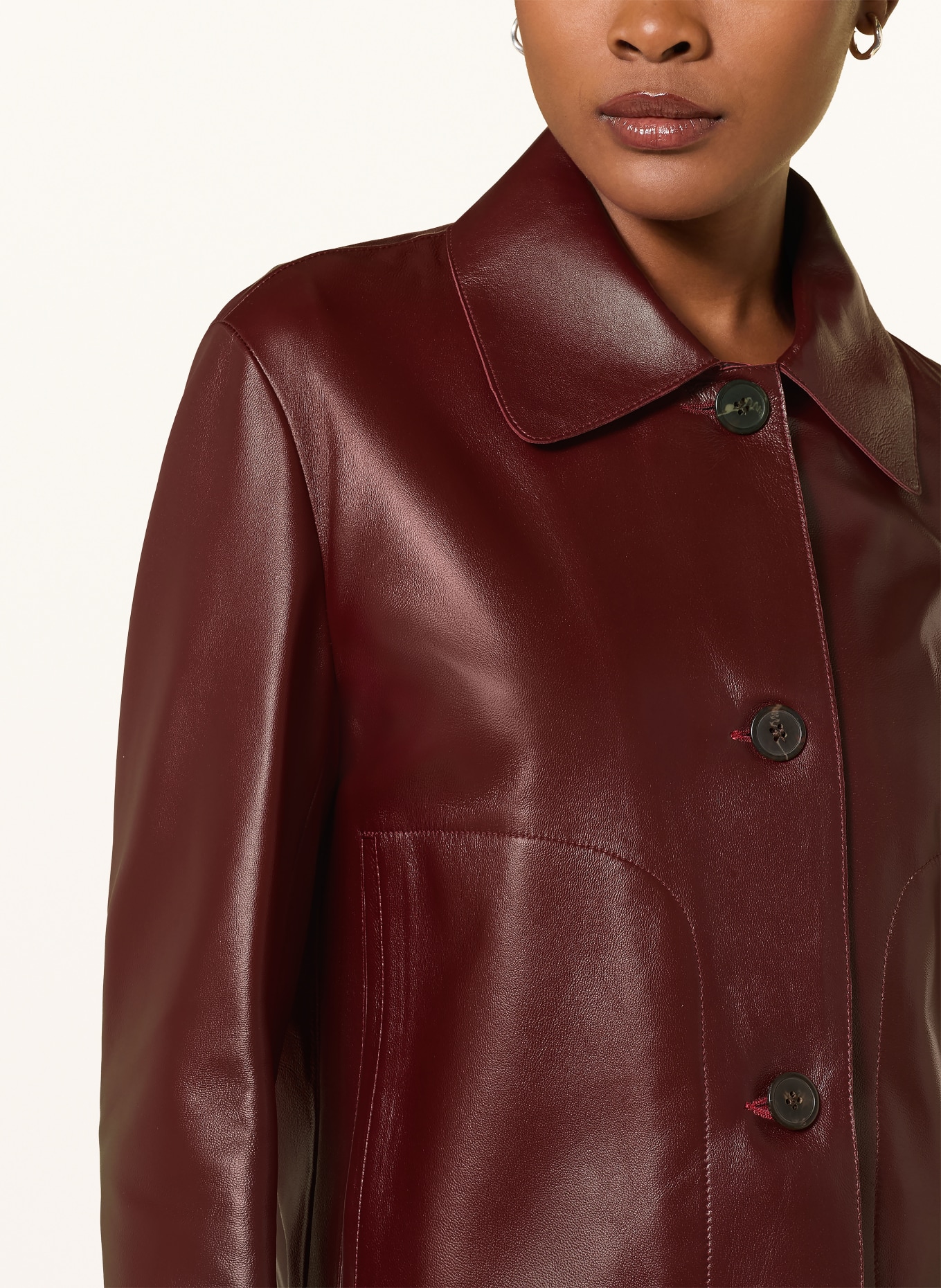 ARMA EMY Leather Jacket: DARK RED