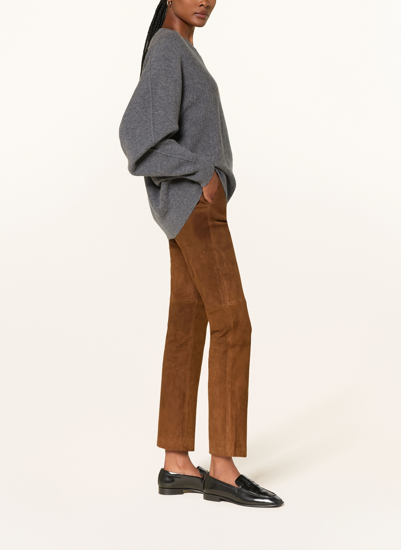 ARMA JEN Leather Pants: DARK BROWN