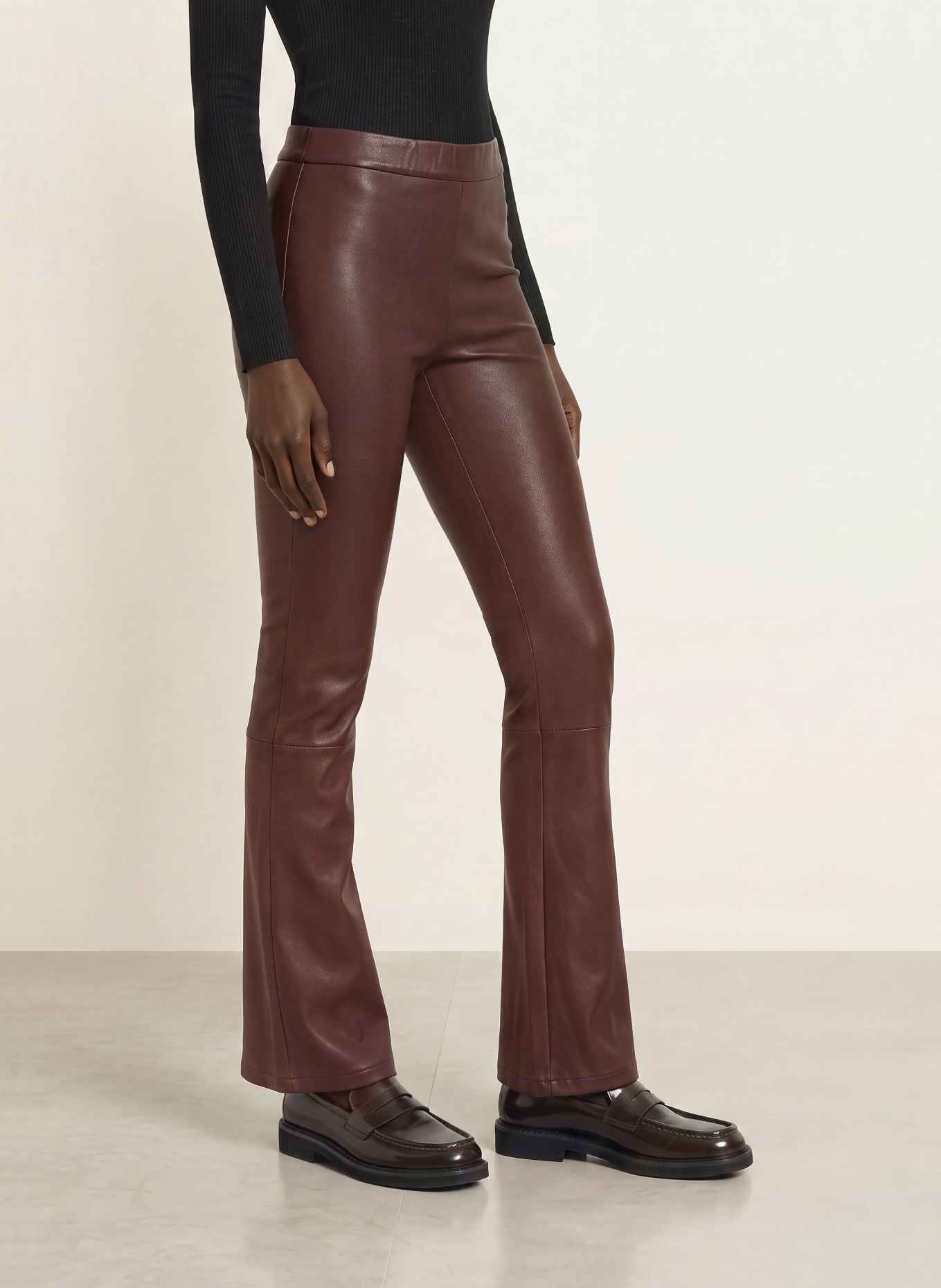 ARMA Bootcut-Hose RIVER aus Leder: DUNKELBRAUN