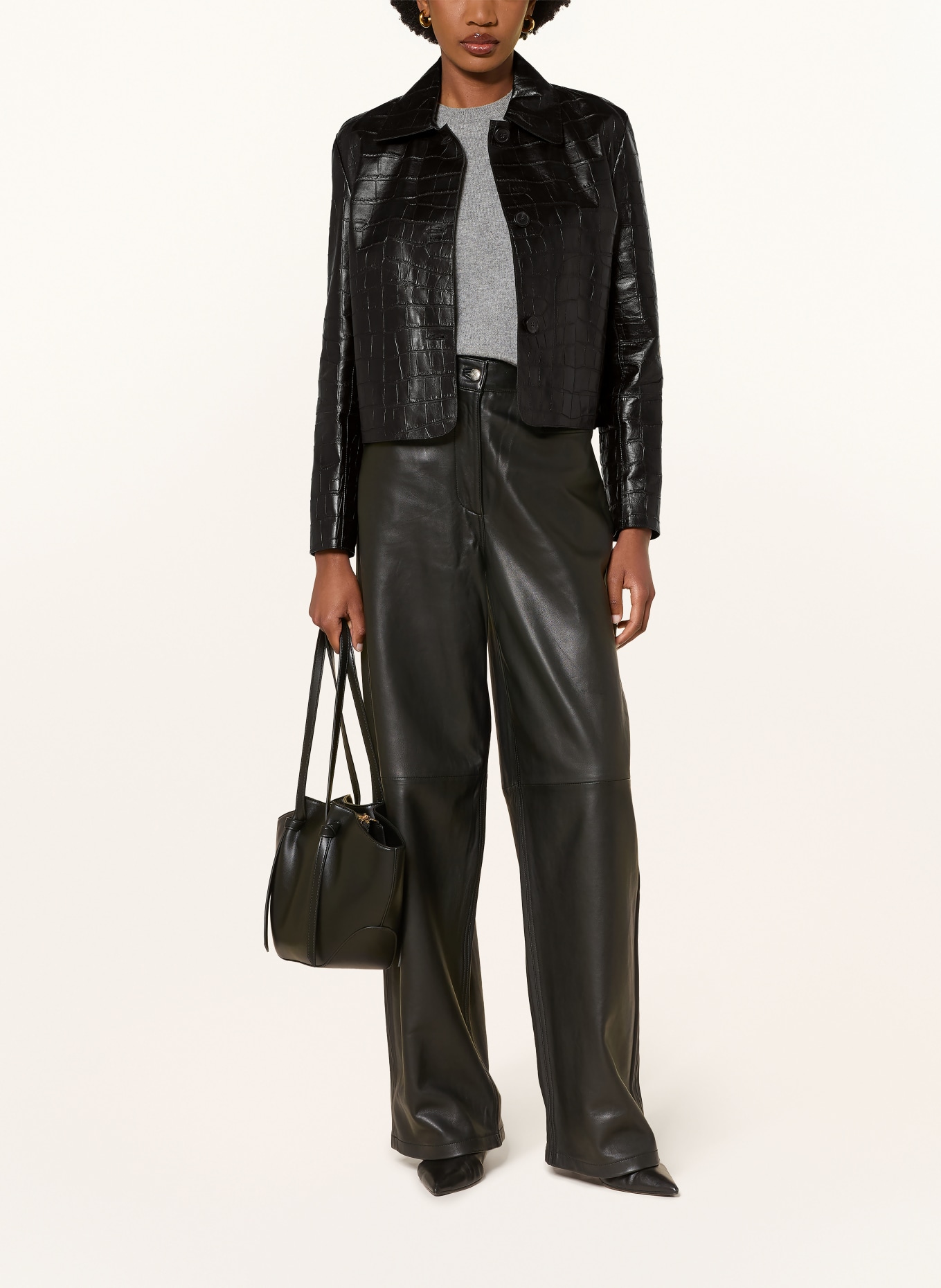 ARMA EMY Leather Jacket: BLACK