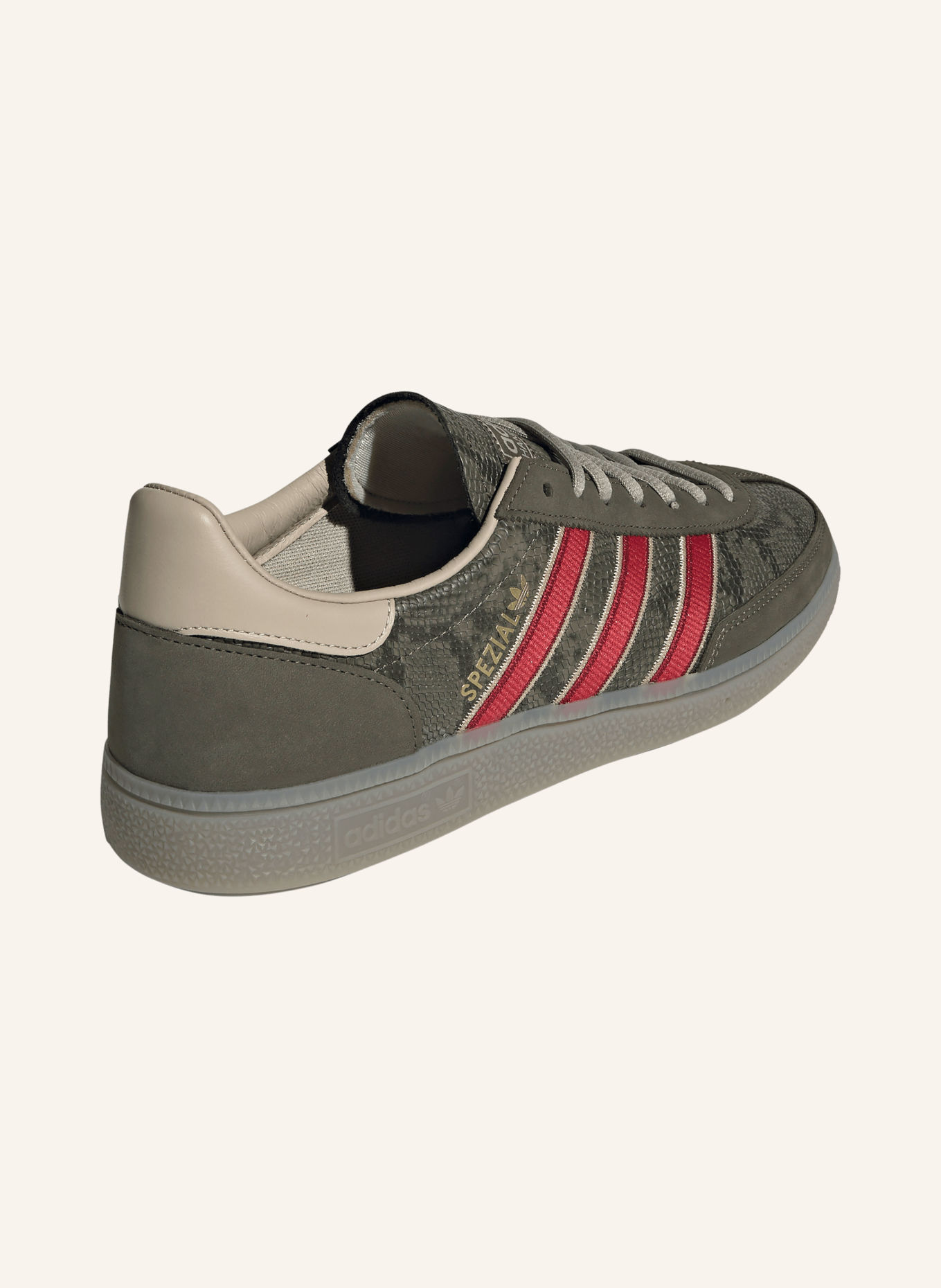 adidas Originals Sneakersy HANDBALL SPEZIAL: KHAKI / ŠEDÁ / TMAVĚ ČERVENÁ
