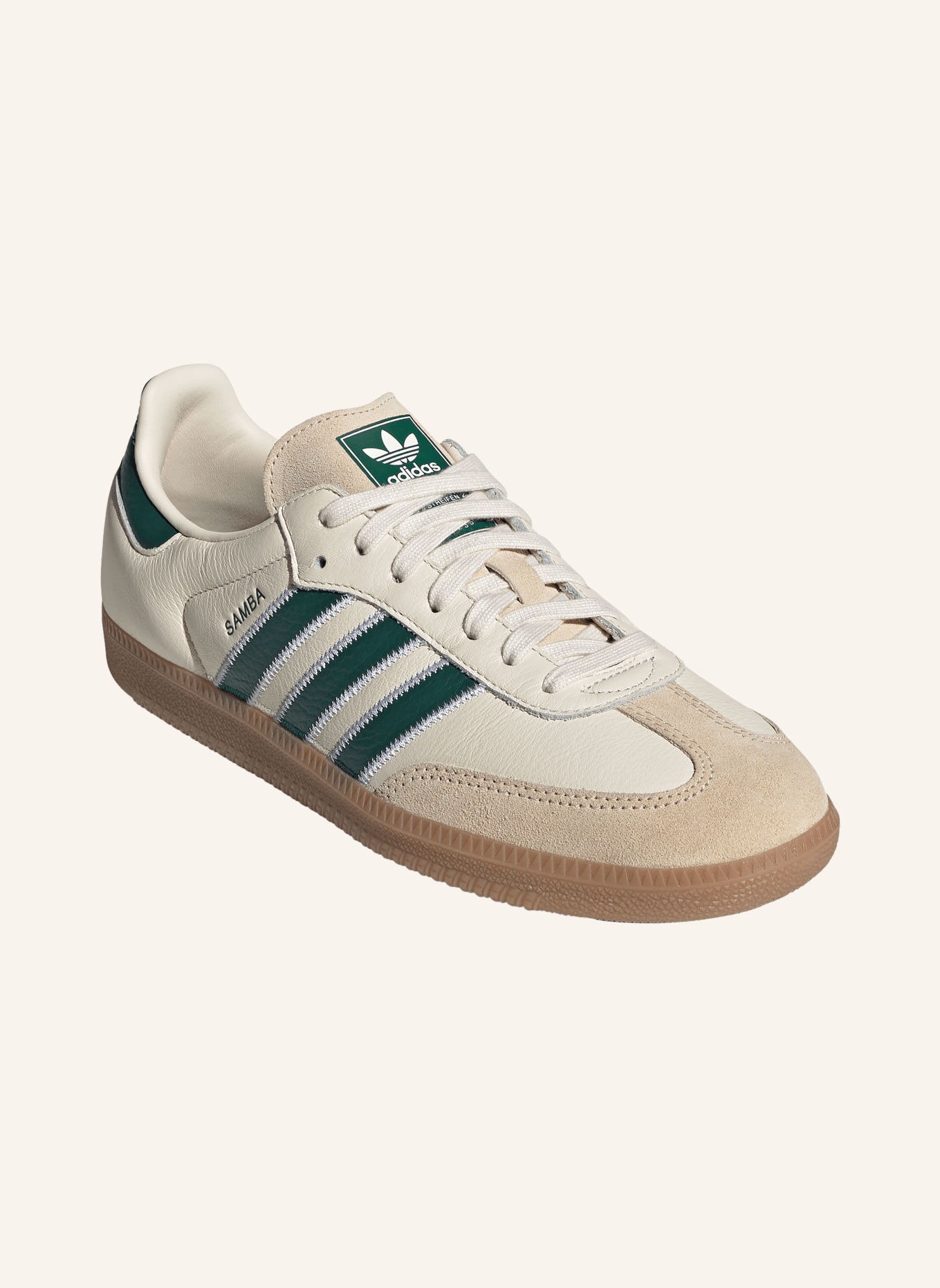 adidas Originals Sneakersy SAMBA OG: KRÉMOVÁ / TMAVĚ ZELENÁ