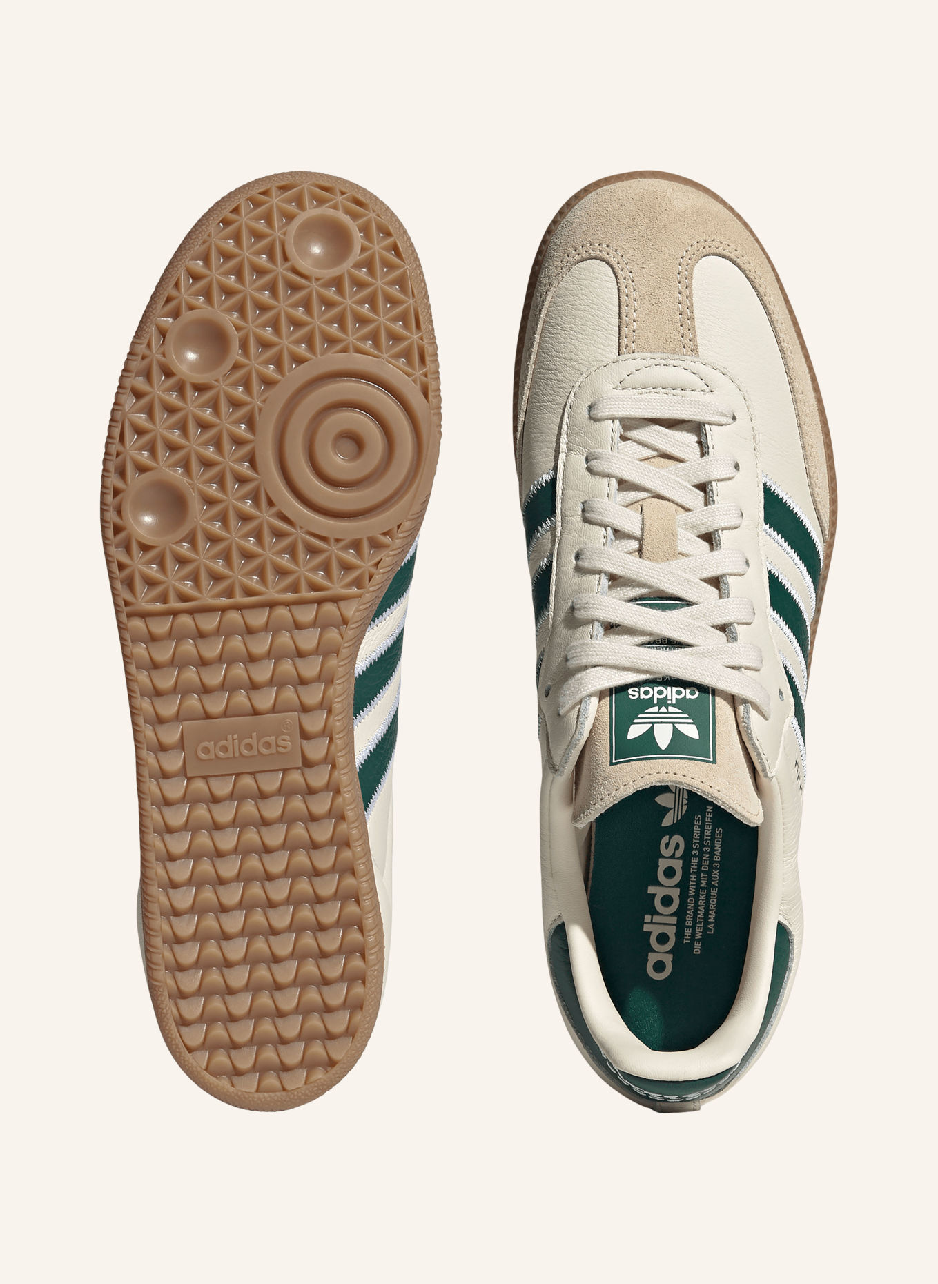 adidas Originals Sneakersy SAMBA OG: KRÉMOVÁ / TMAVĚ ZELENÁ