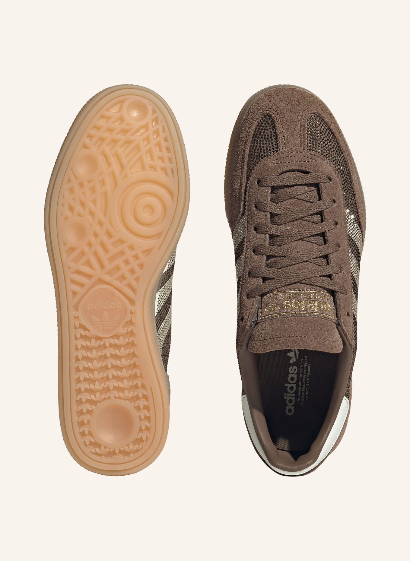 adidas Originals Sneakersy HANDBALL SPEZIAL s ozdobnými kamínky: HNĚDÁ / BÉŽOVÁ / BÍLÁ