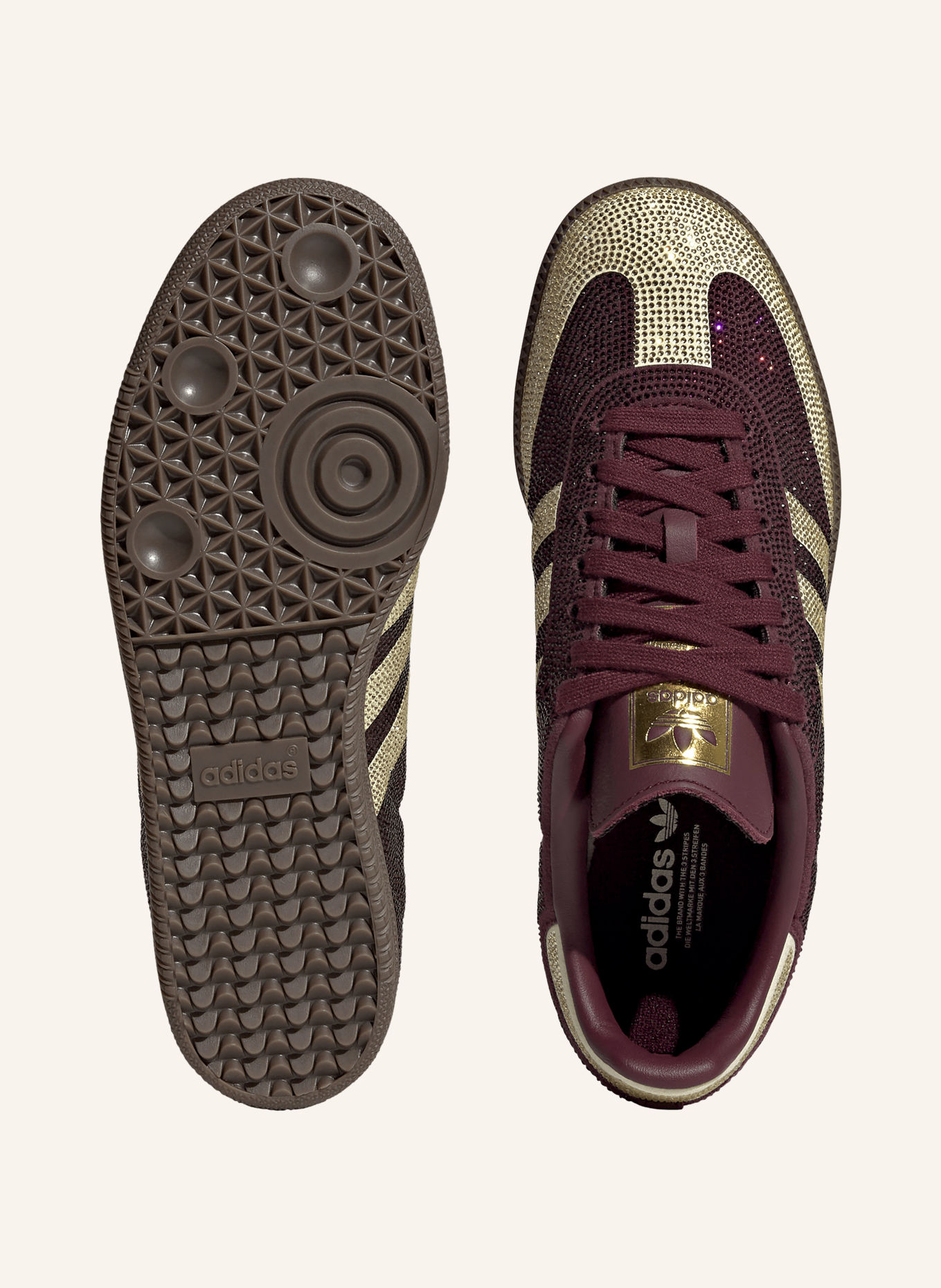 adidas Originals Sneakersy SAMBA OG s ozdobnými kamínky: TMAVĚ ČERVENÁ / BÉŽOVÁ