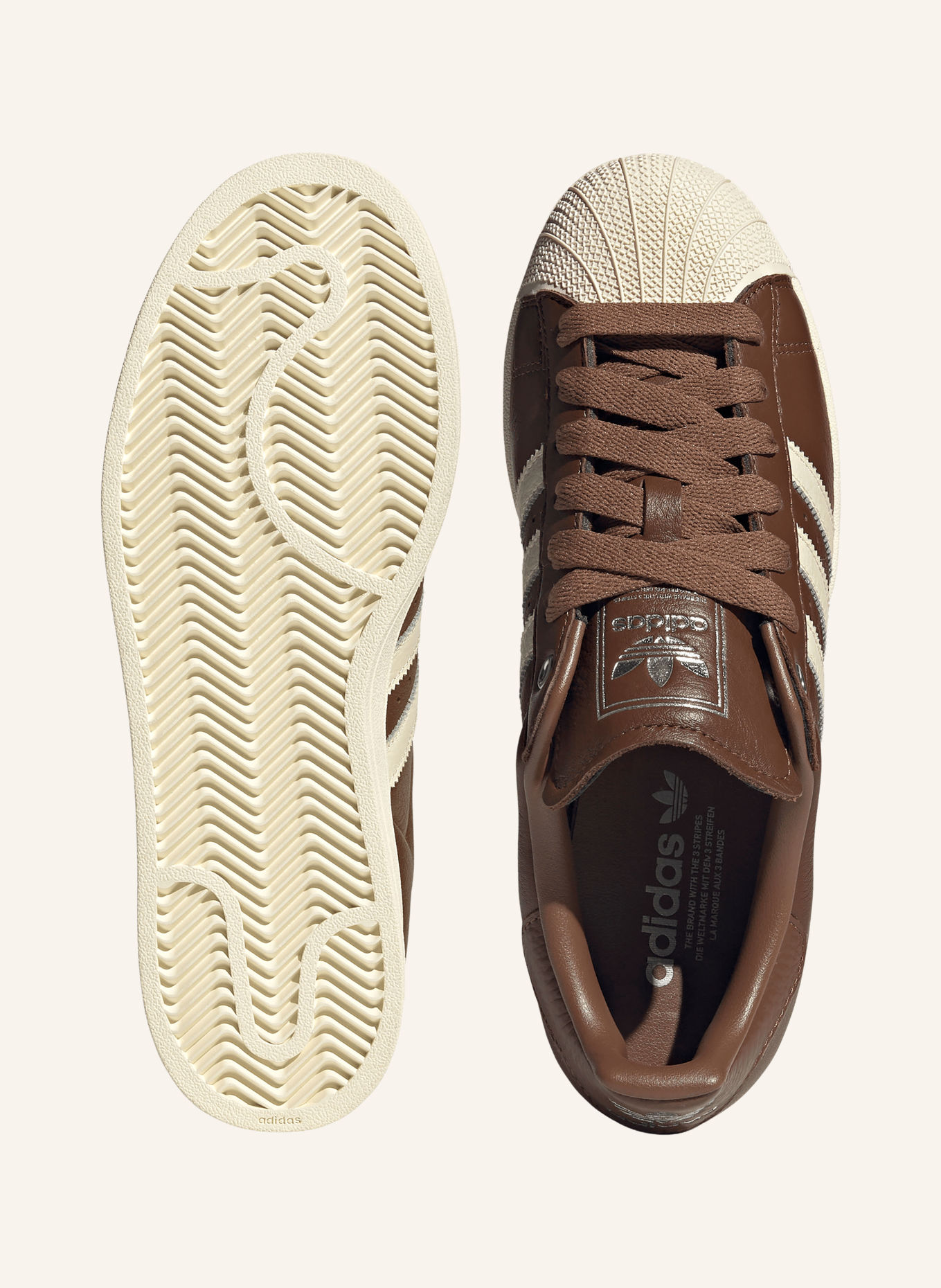 adidas Originals SUPERSTAR II Sneakers: DARK BROWN / SILVER / CREAM