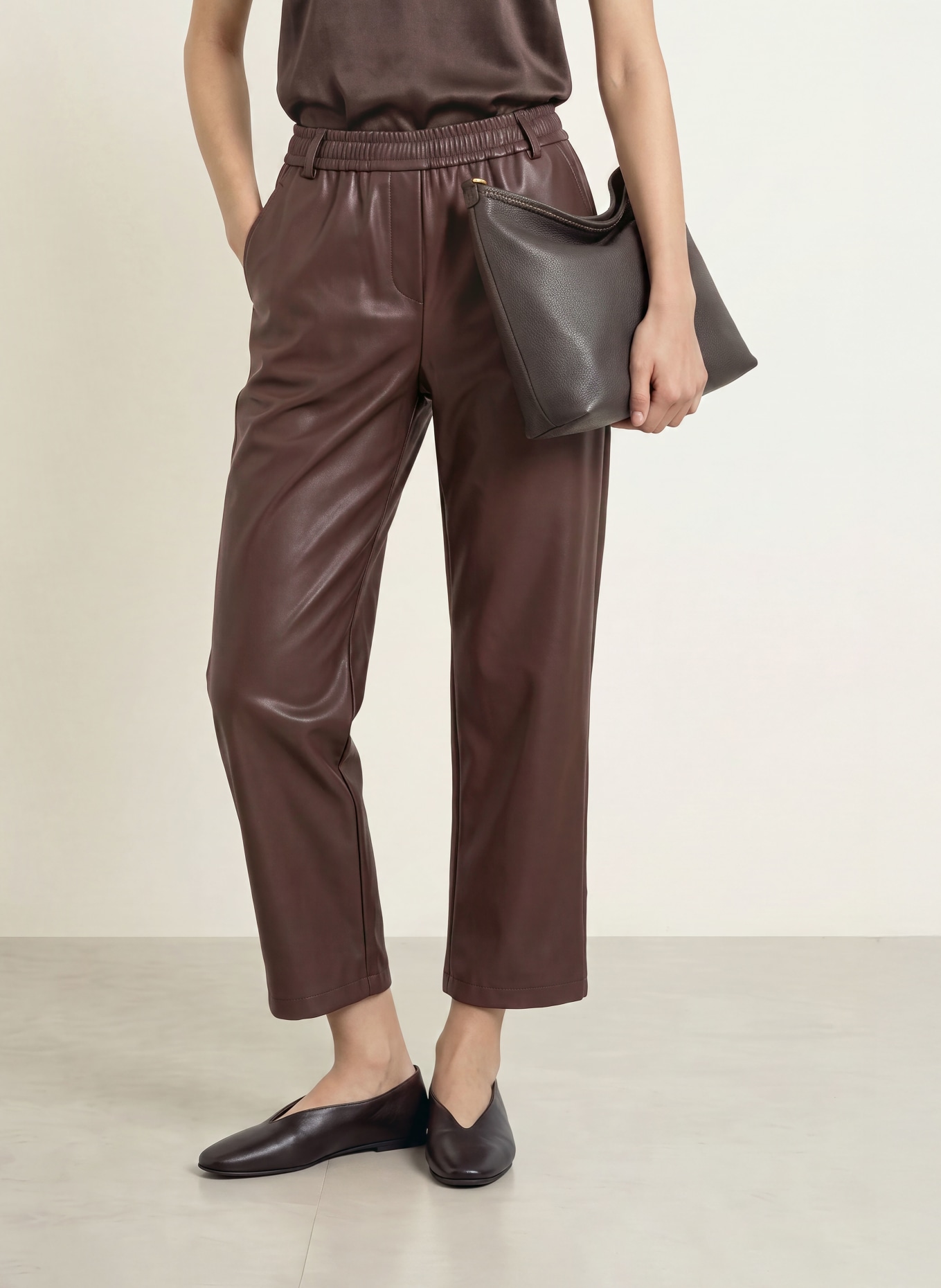 BRAX Culotte MAINE in Lederoptik: DUNKELBRAUN