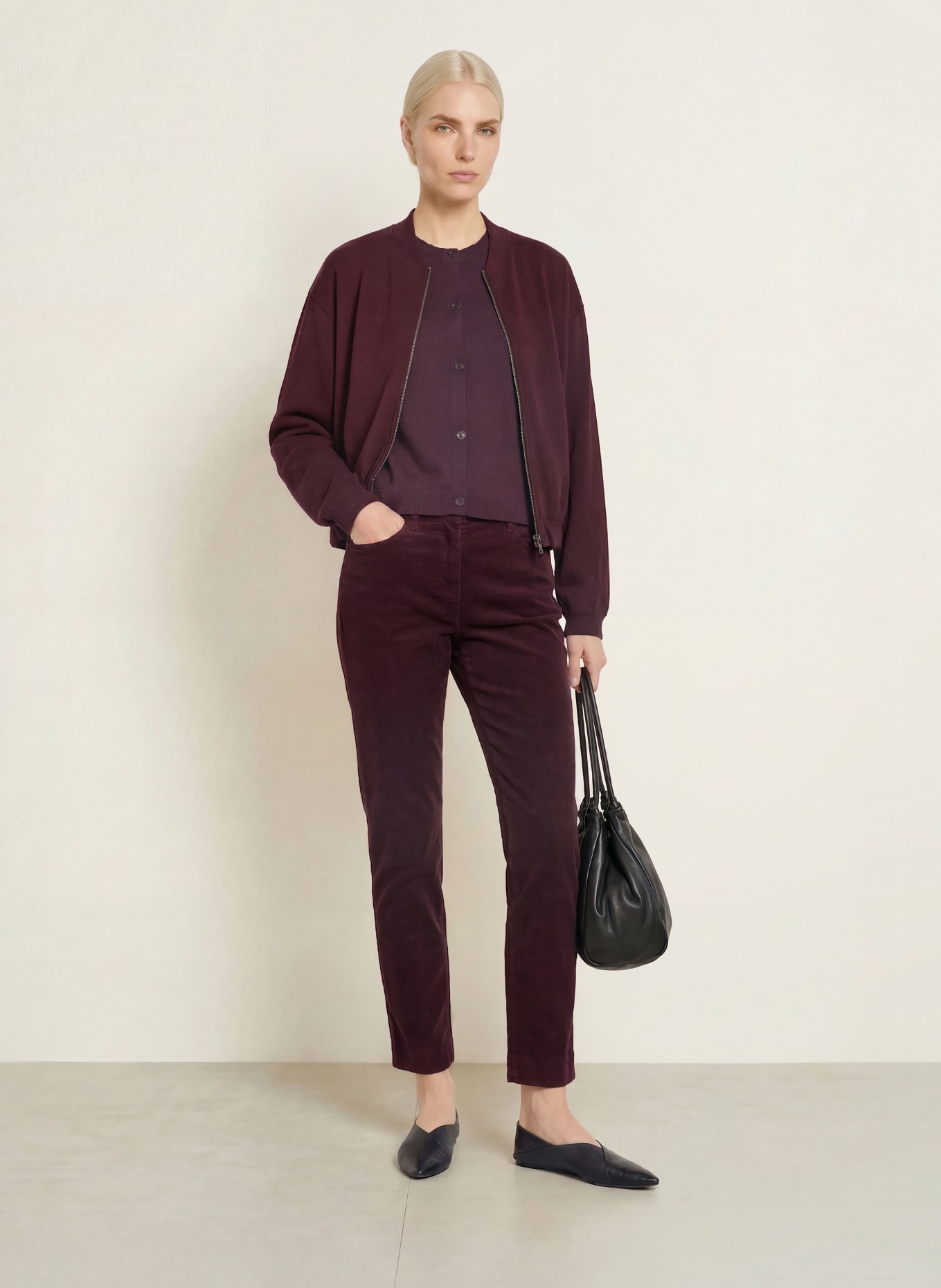 BRAX MARA Cord Pants: DARK PURPLE