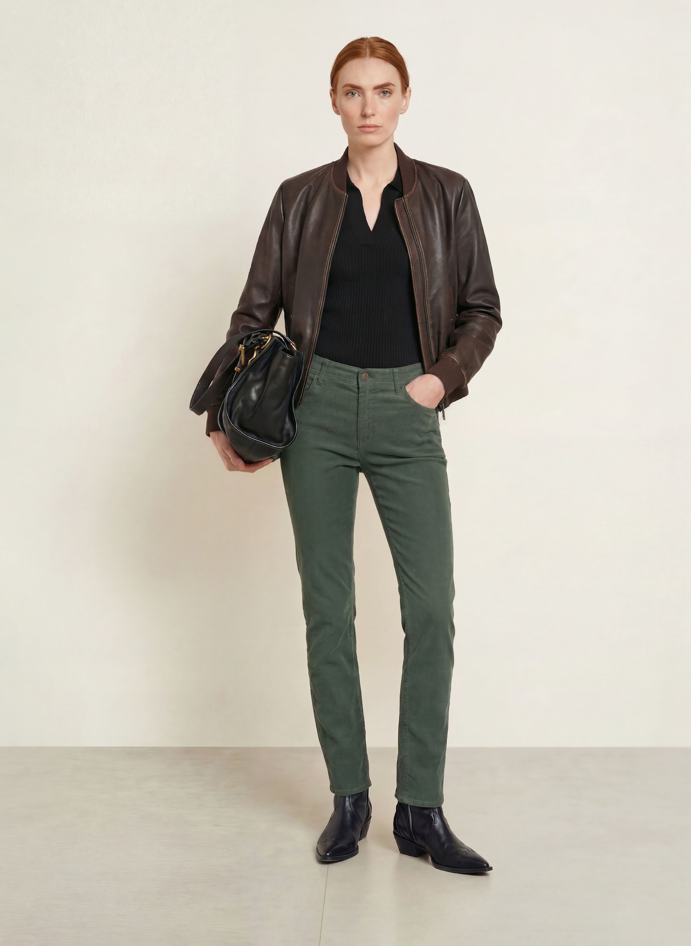 BRAX MARY Cord Pants: 30 DEEP FOREST