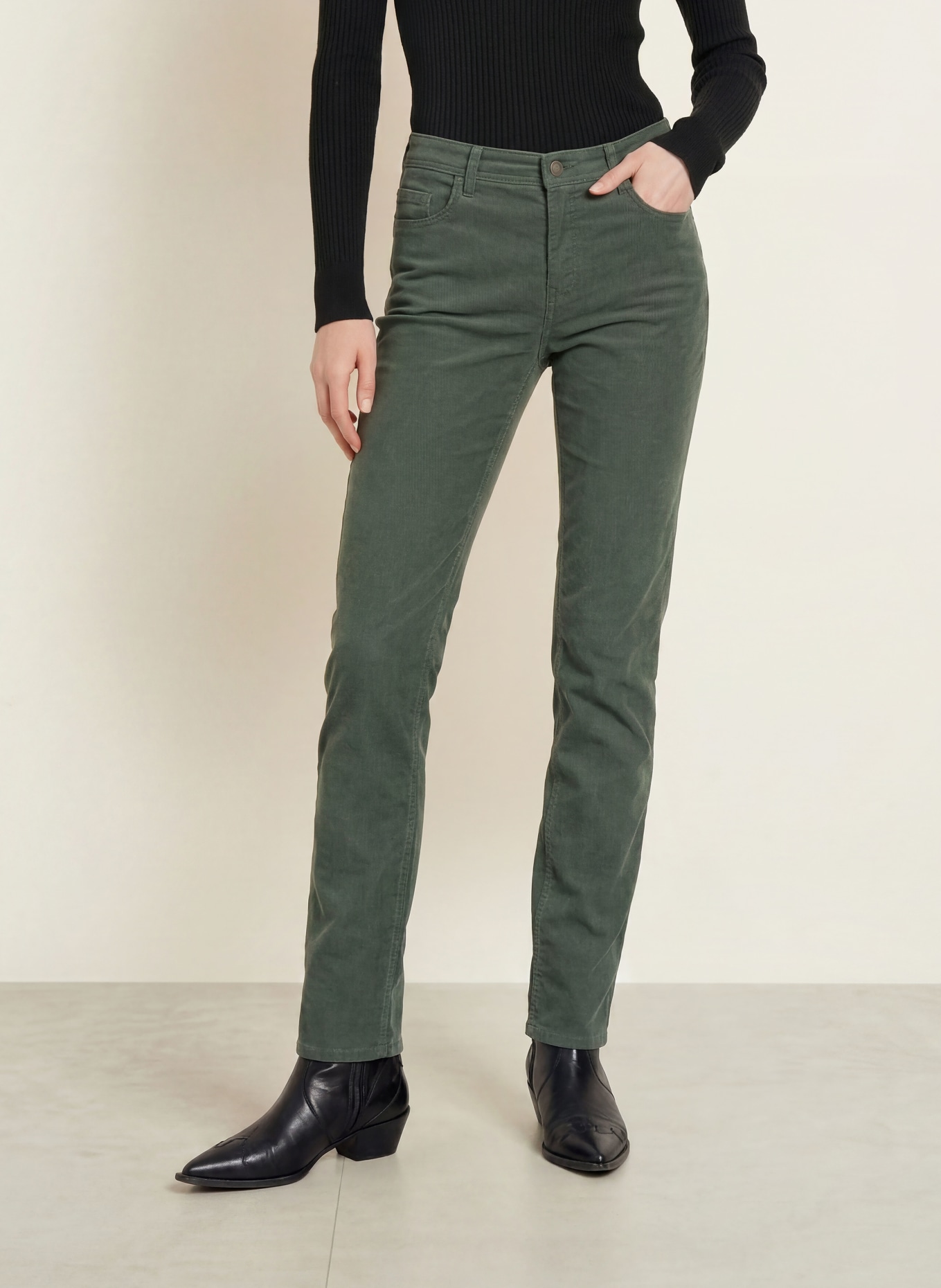 BRAX MARY Cord Pants: 30 DEEP FOREST