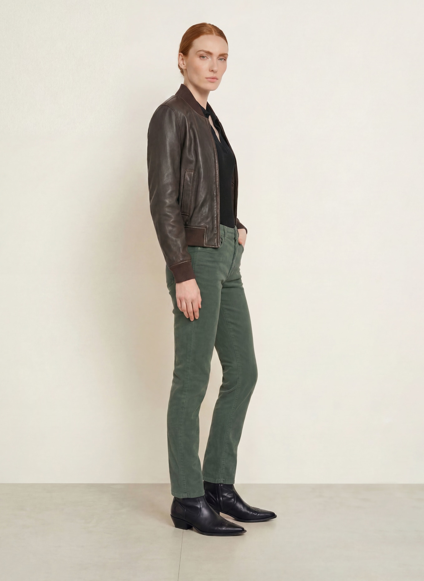 BRAX MARY Cord Pants: 30 DEEP FOREST