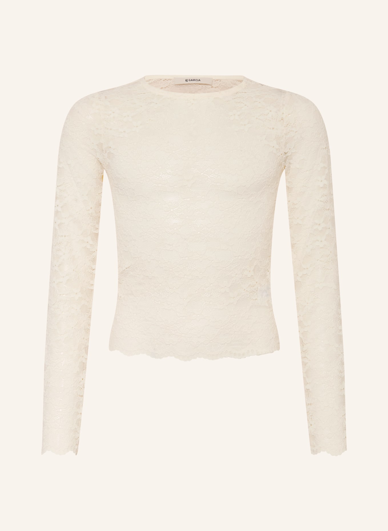GARCIA Longsleeve met lange mouwen van kant: WIT