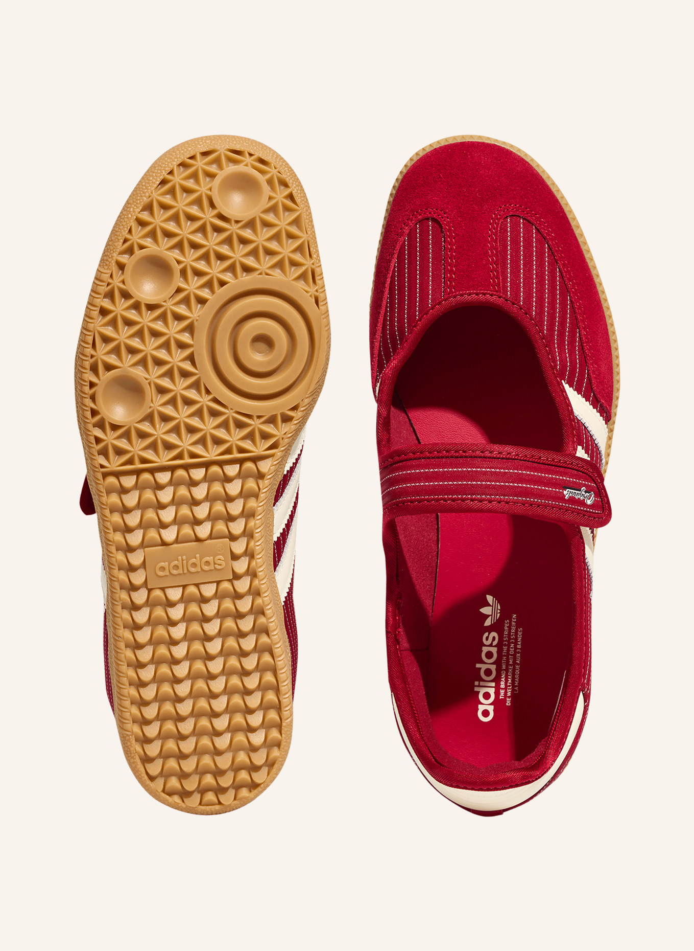 adidas Originals Ballerines façon Mary Janes SAMBA JANE: ROUGE / BLANC