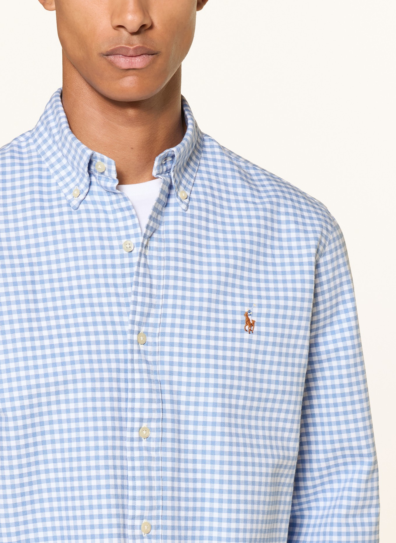POLO RALPH LAUREN Hemd Custom Fit: HELLBLAU / WEISS