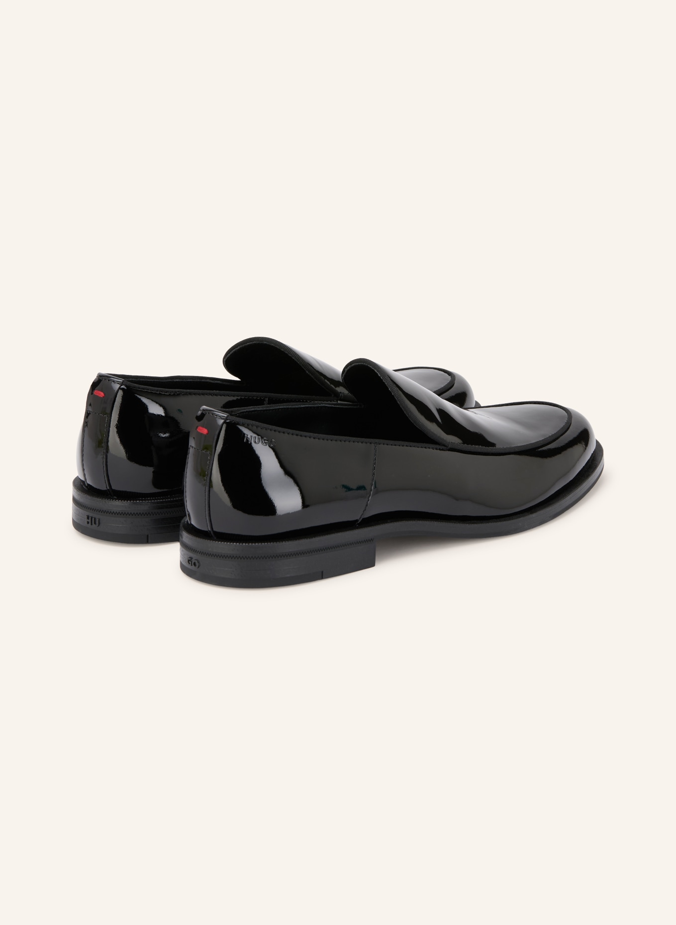HUGO VARIAN Patent Leather Loafers: BLACK