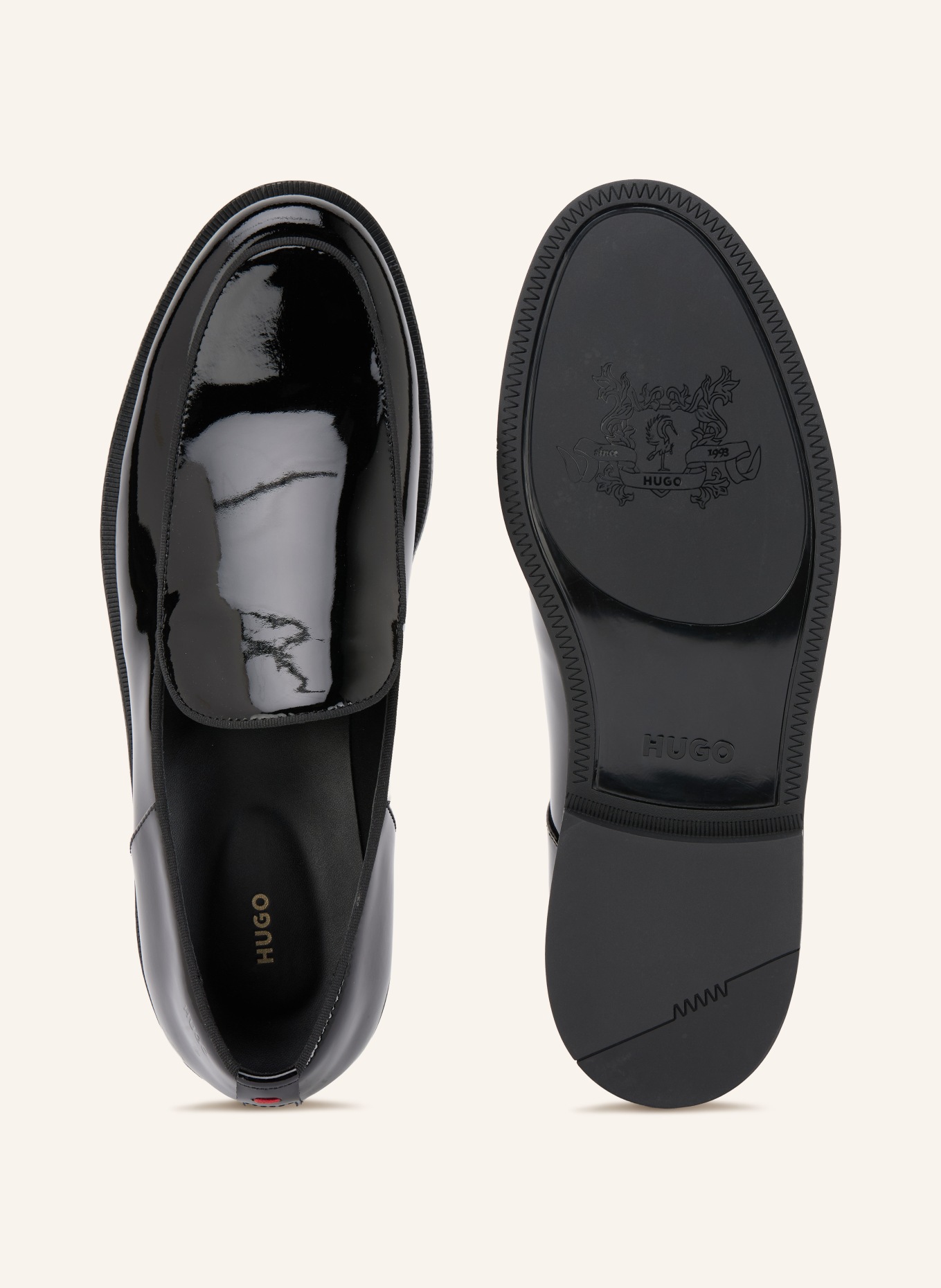 HUGO VARIAN Patent Leather Loafers: BLACK