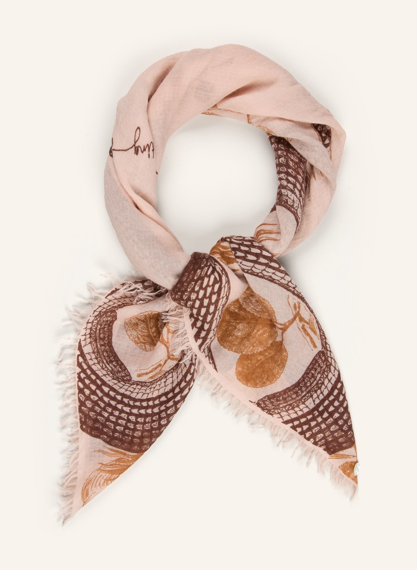 friendly hunting Kasjmier sjaal: ROSE CLAIR / CAMEL / MARRON FONCÉ