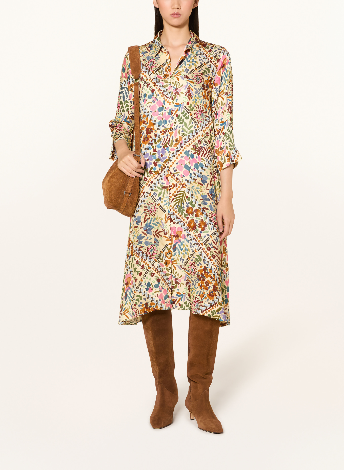 Smith & Soul Hemdblusenkleid mit 3/4-Arm: ECRU / PINK / BLAU