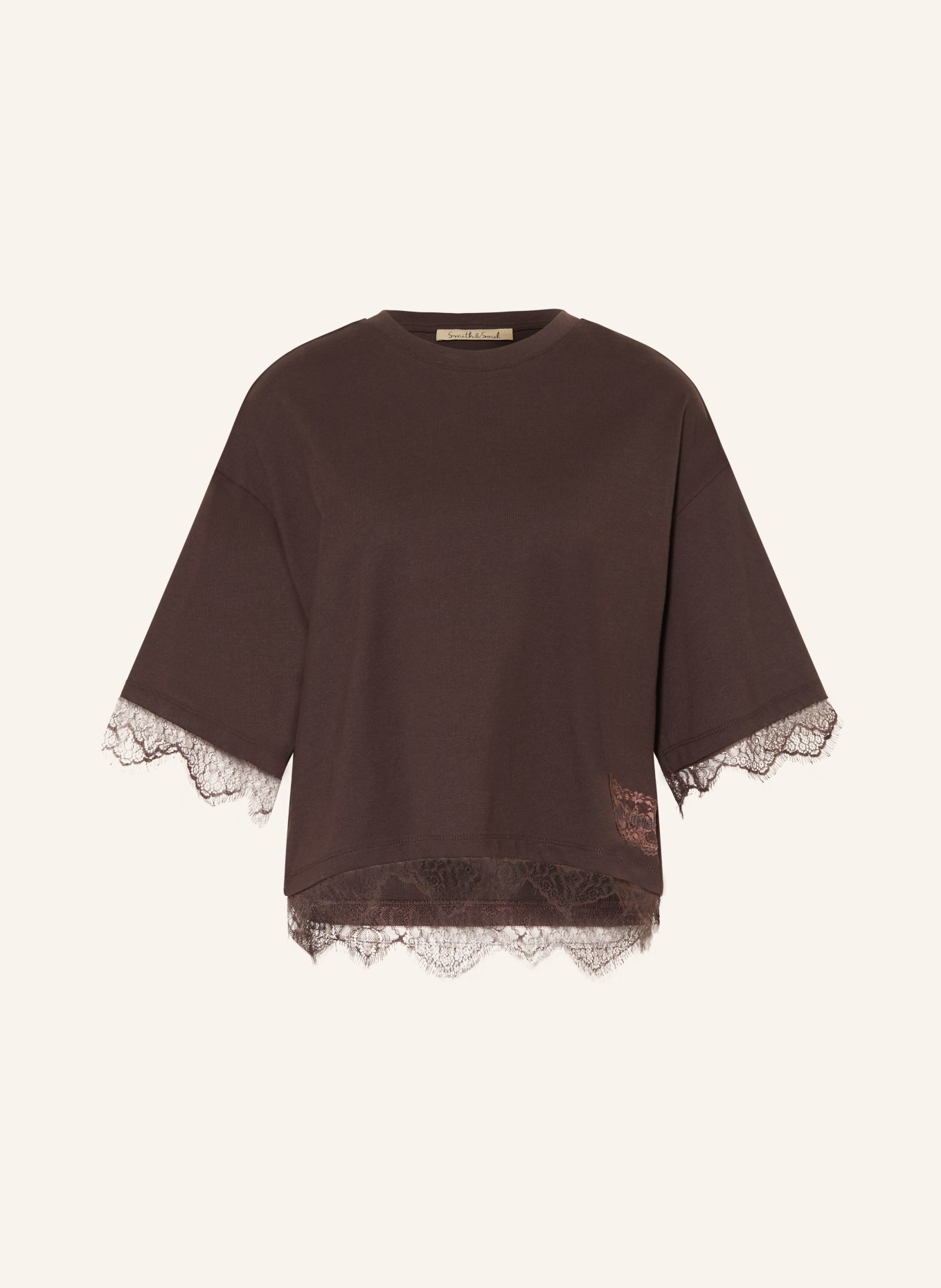 Smith & Soul Tricou cu dantelă: MARO ÎNCHIS