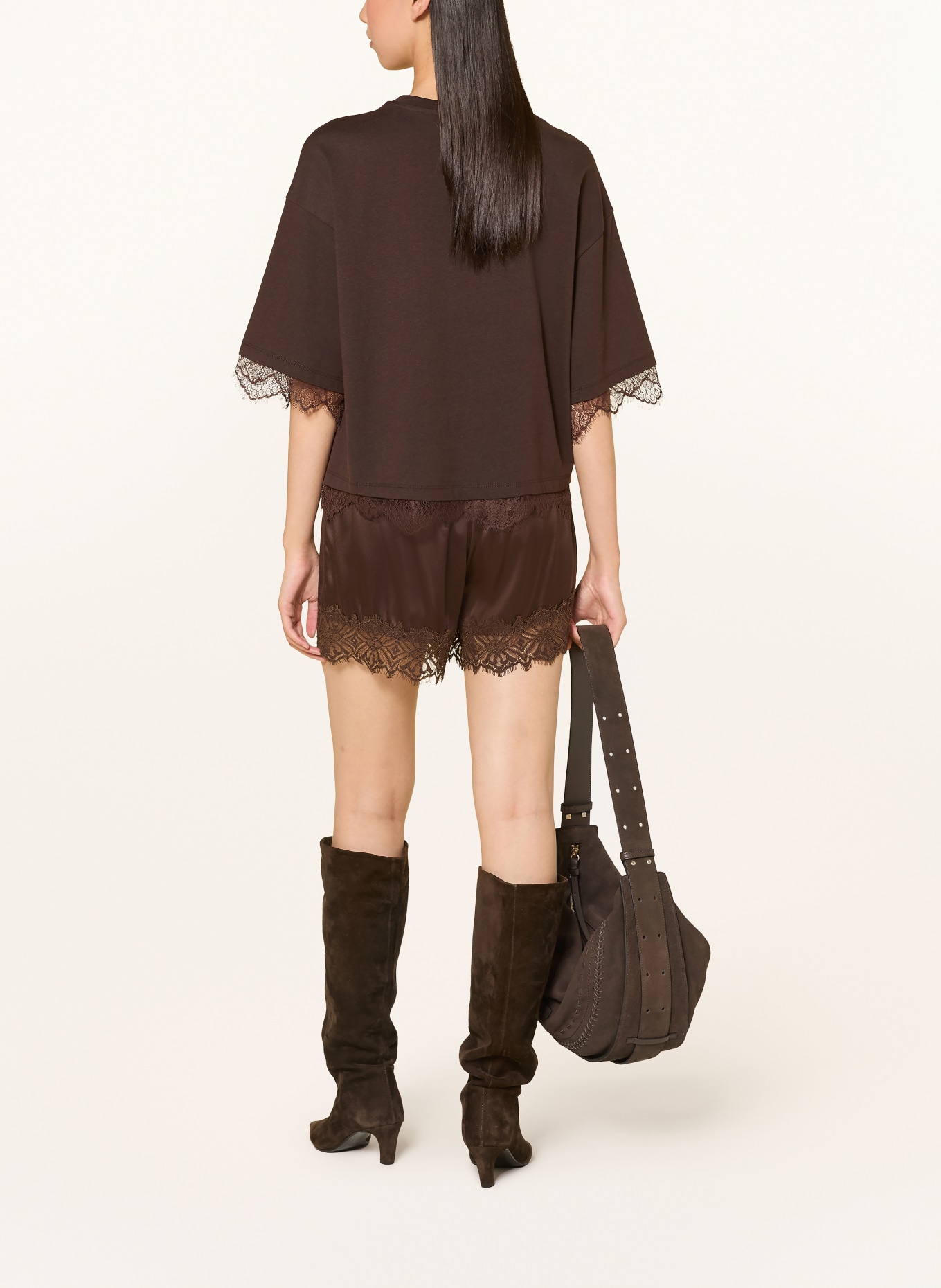 Smith & Soul Tricou cu dantelă: MARO ÎNCHIS